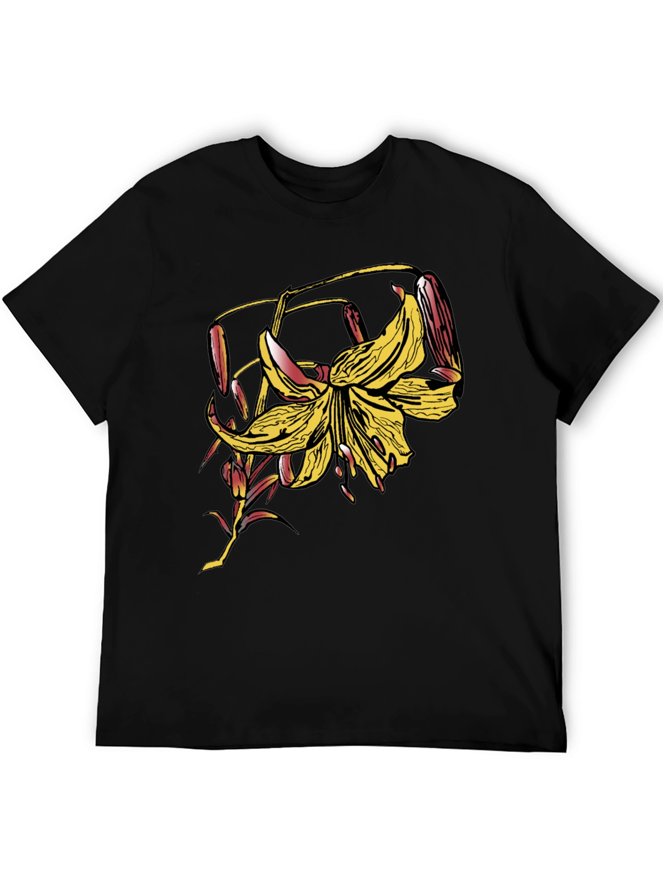 Floral Graphic Print Black T-Shirt