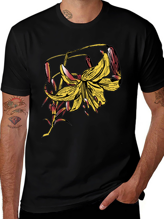 Floral Graphic Print Black T-Shirt