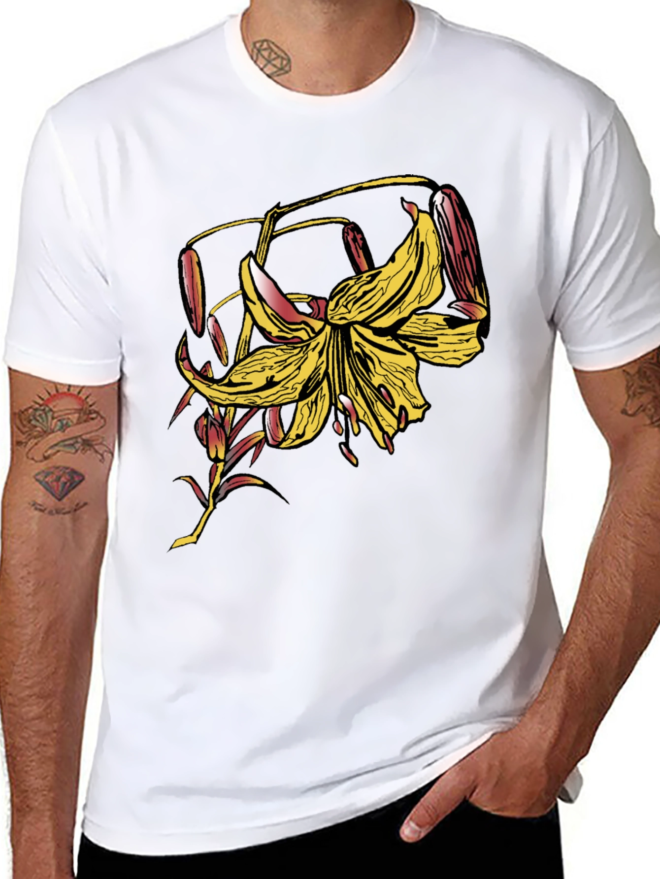 Floral Graphic Print Black T-Shirt