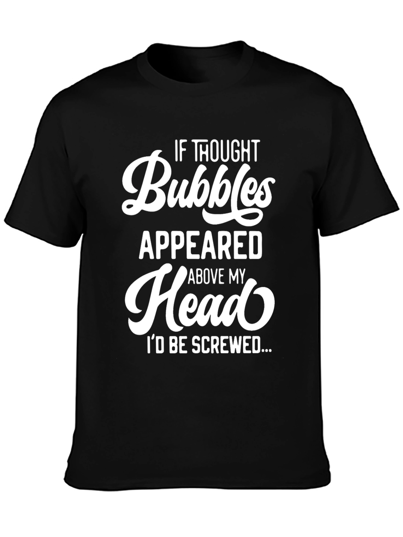 Funny Thought Bubbles Graphic Black T-Shirt