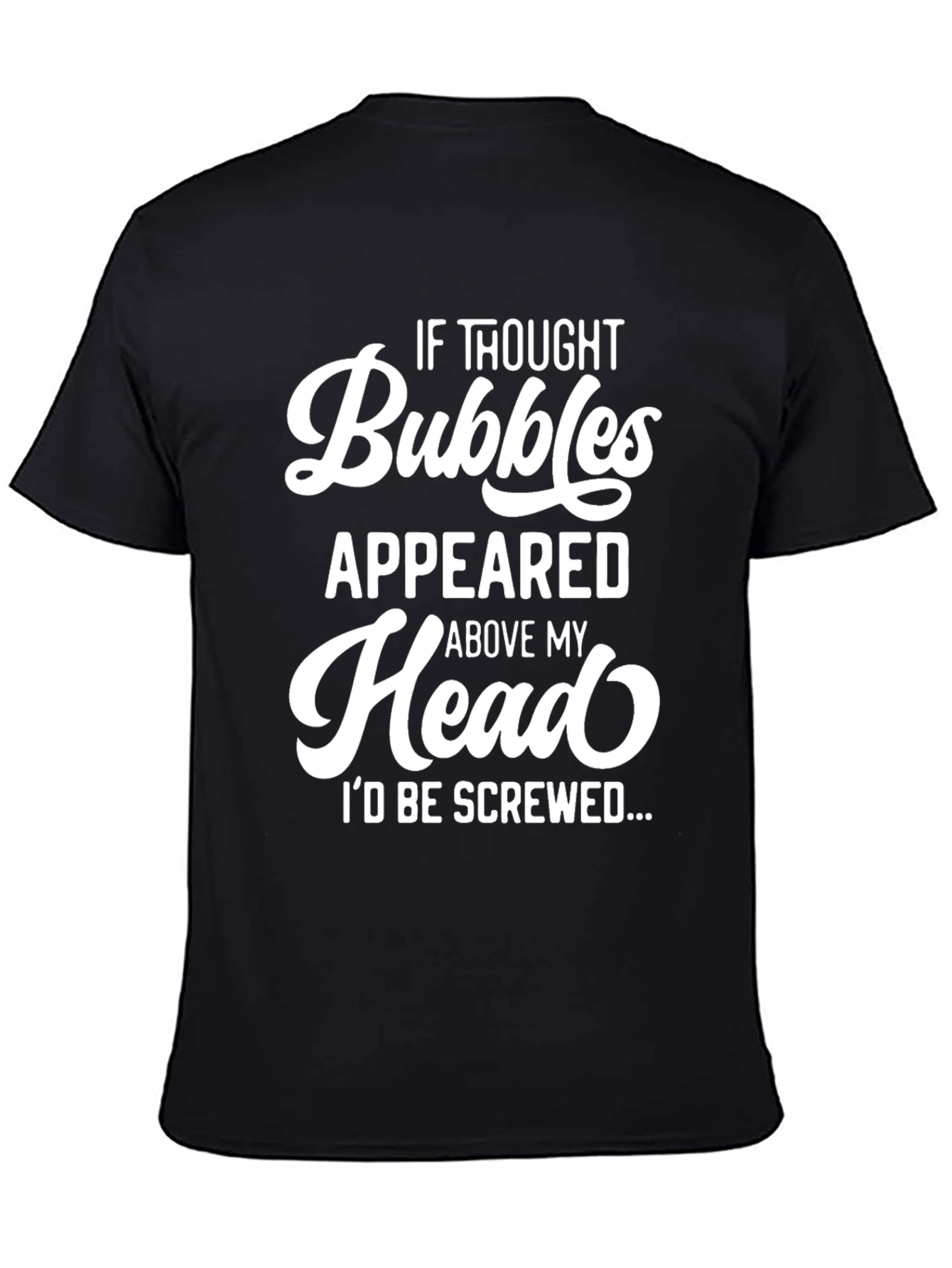 Funny Thought Bubbles Graphic Black T-Shirt