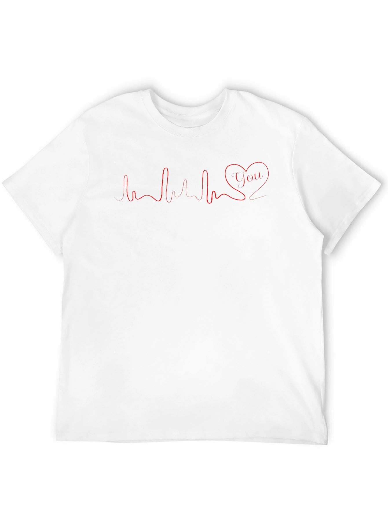 Heartbeat Love You Graphic Tee - Casual Black T-Shirt