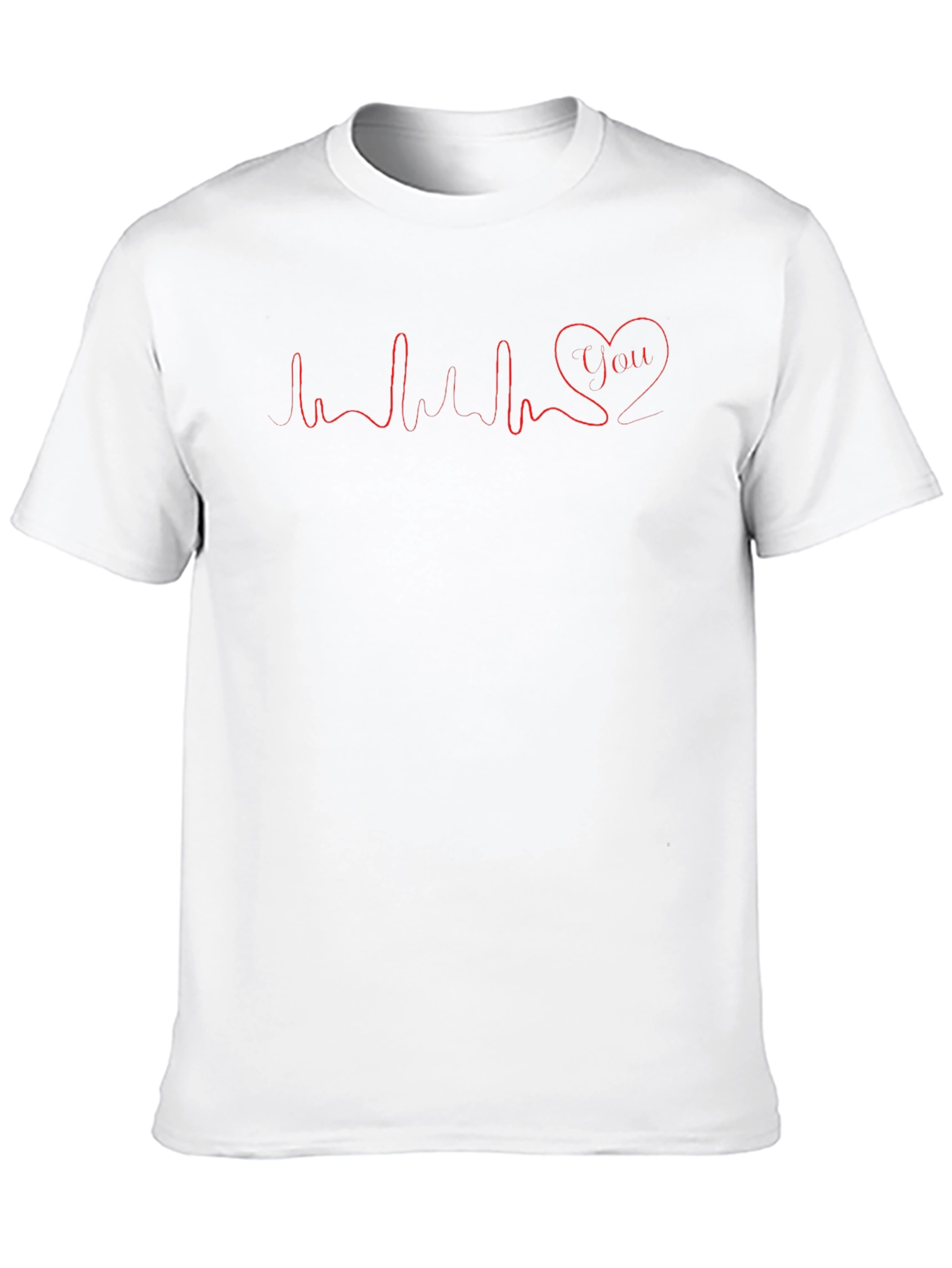 Heartbeat Love You Graphic Tee - Casual Black T-Shirt
