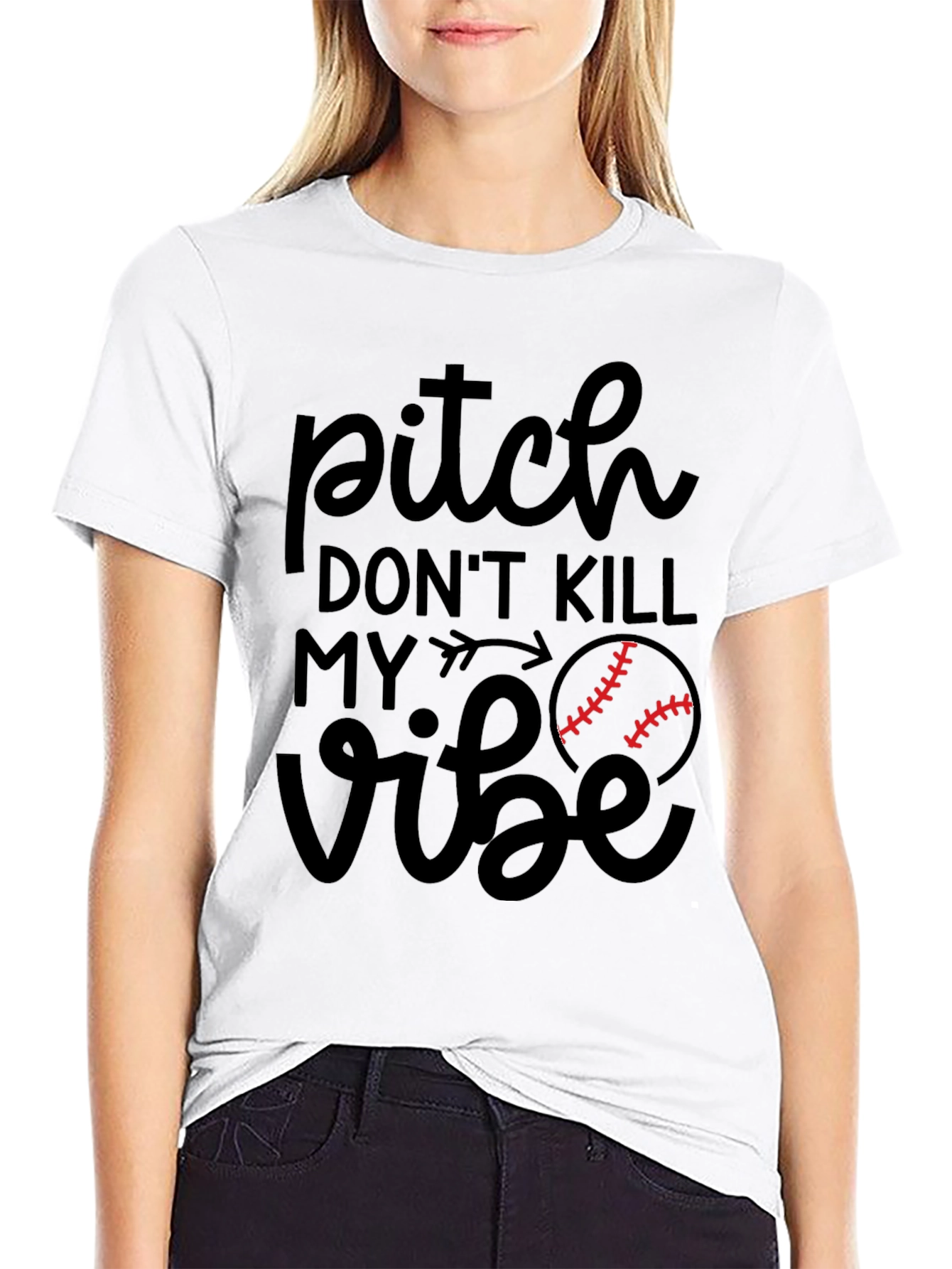 Pitch Dont Kill My Vibe Baseball T-Shirt