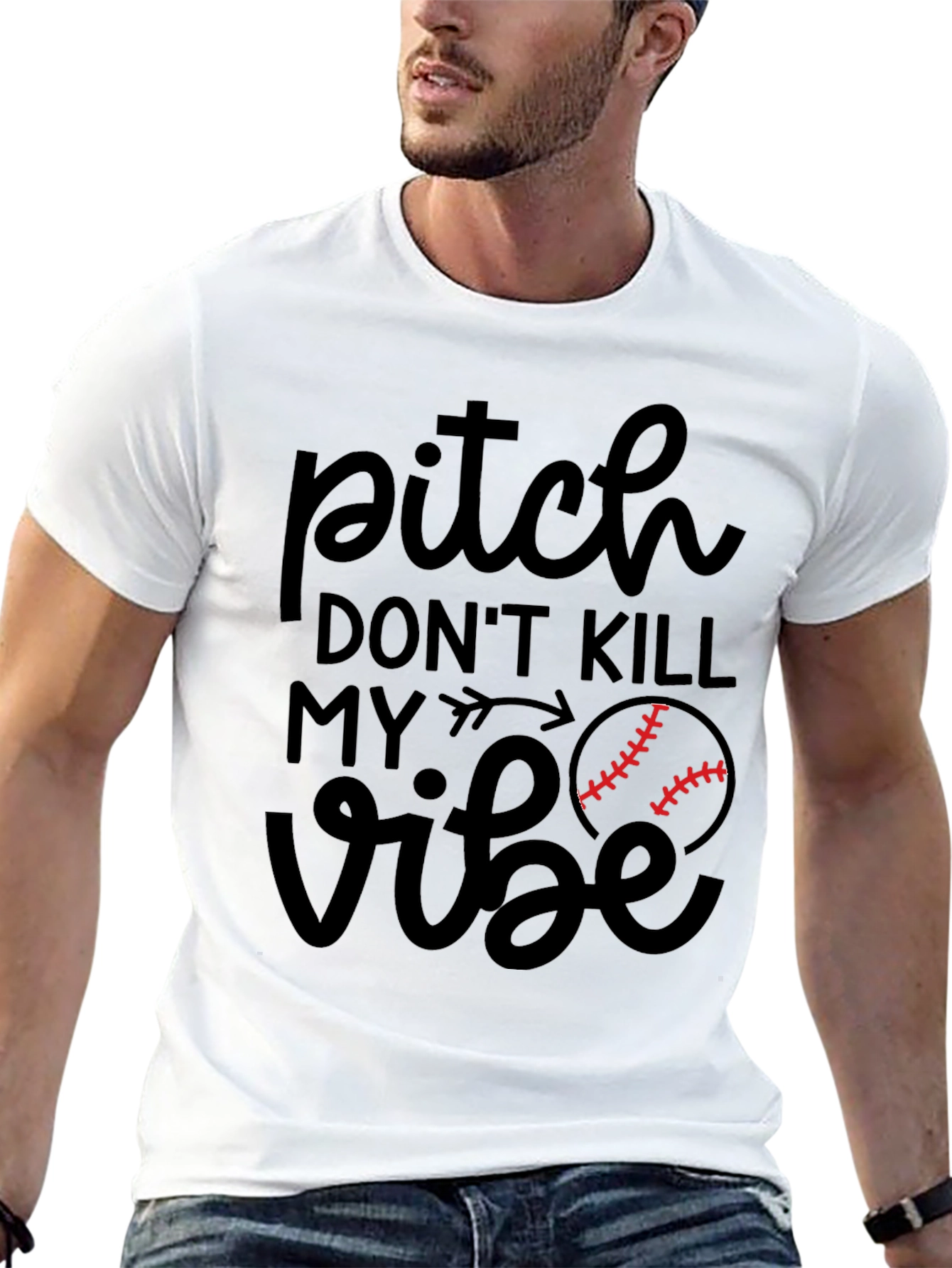 Pitch Dont Kill My Vibe Baseball T-Shirt
