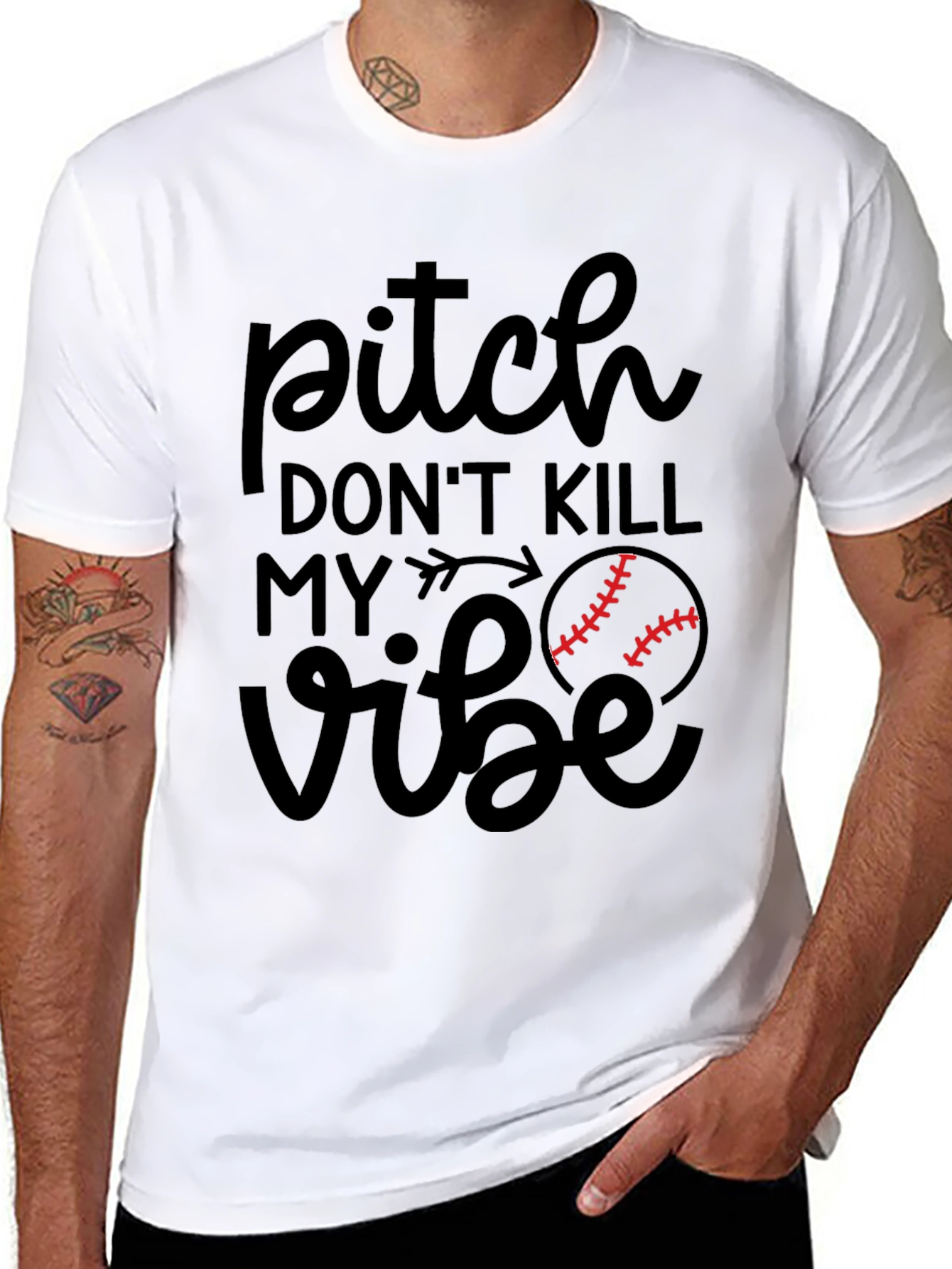 Pitch Dont Kill My Vibe Baseball T-Shirt