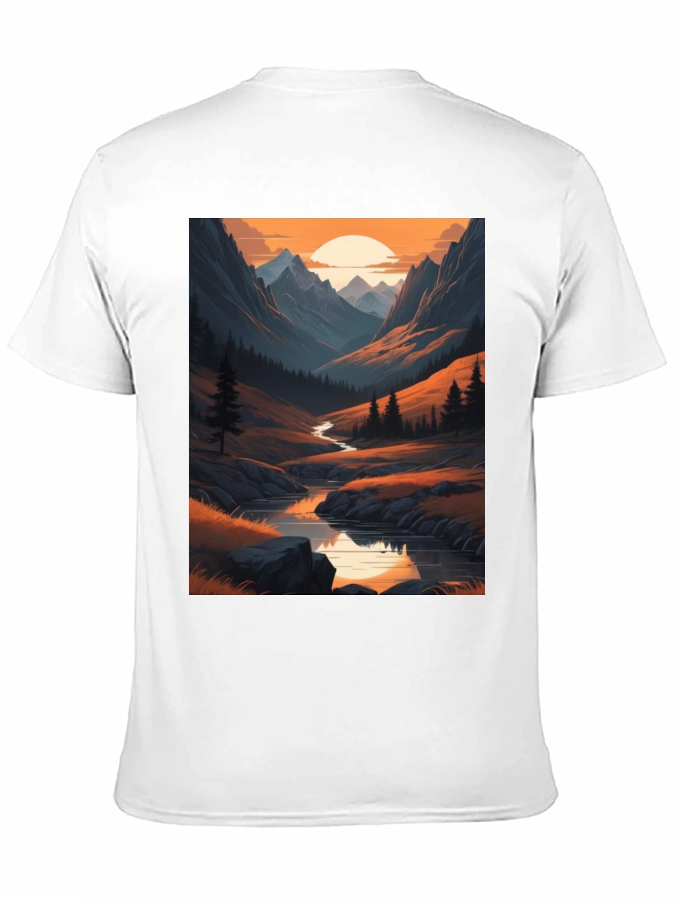 Mountain Stream Graphic Tee - Nature Inspired Design