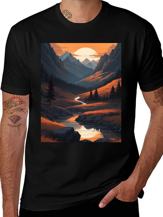Mountain Stream Graphic Tee - Nature Inspired Design