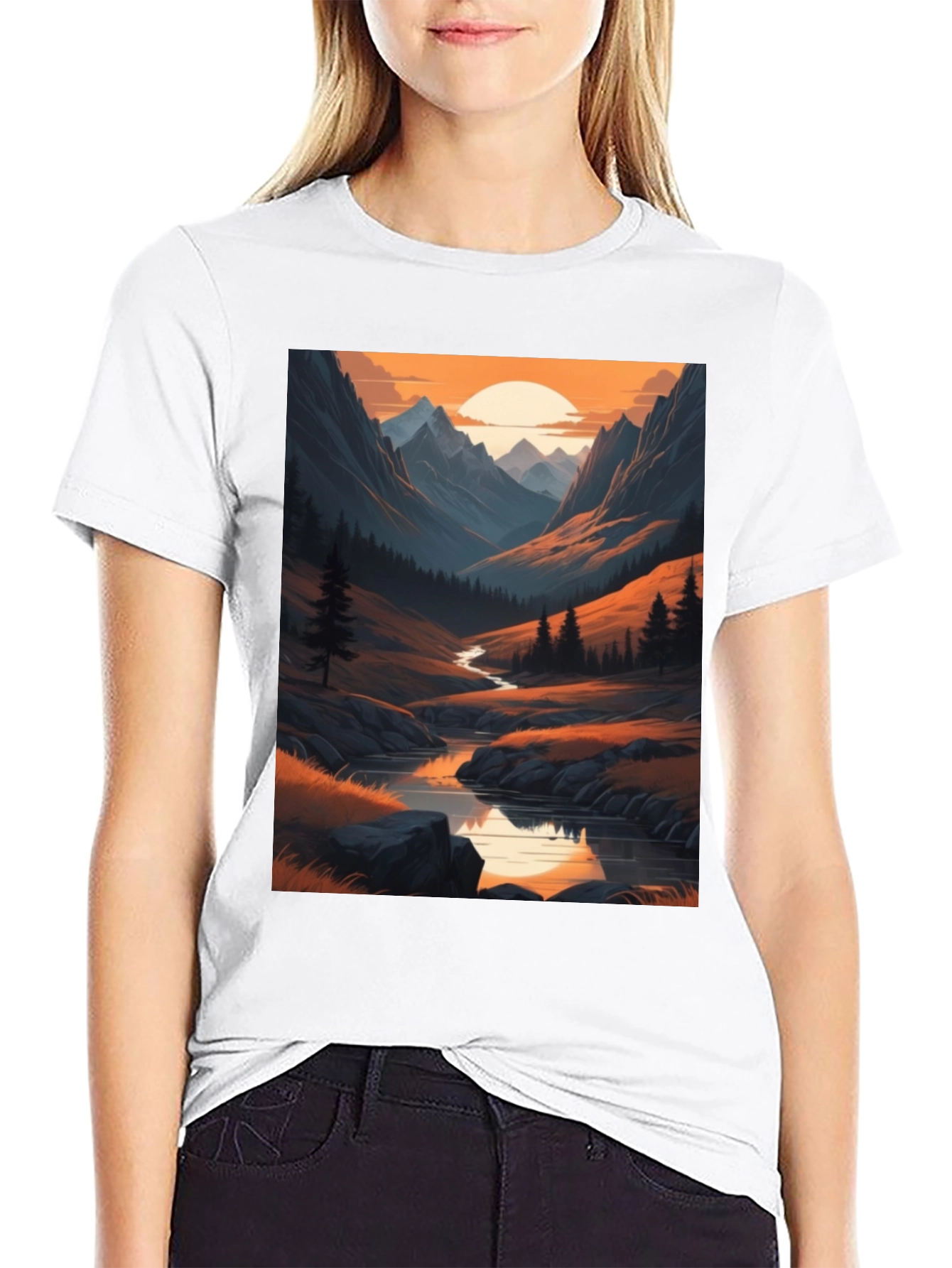 Mountain Stream Graphic Tee - Nature Inspired Design