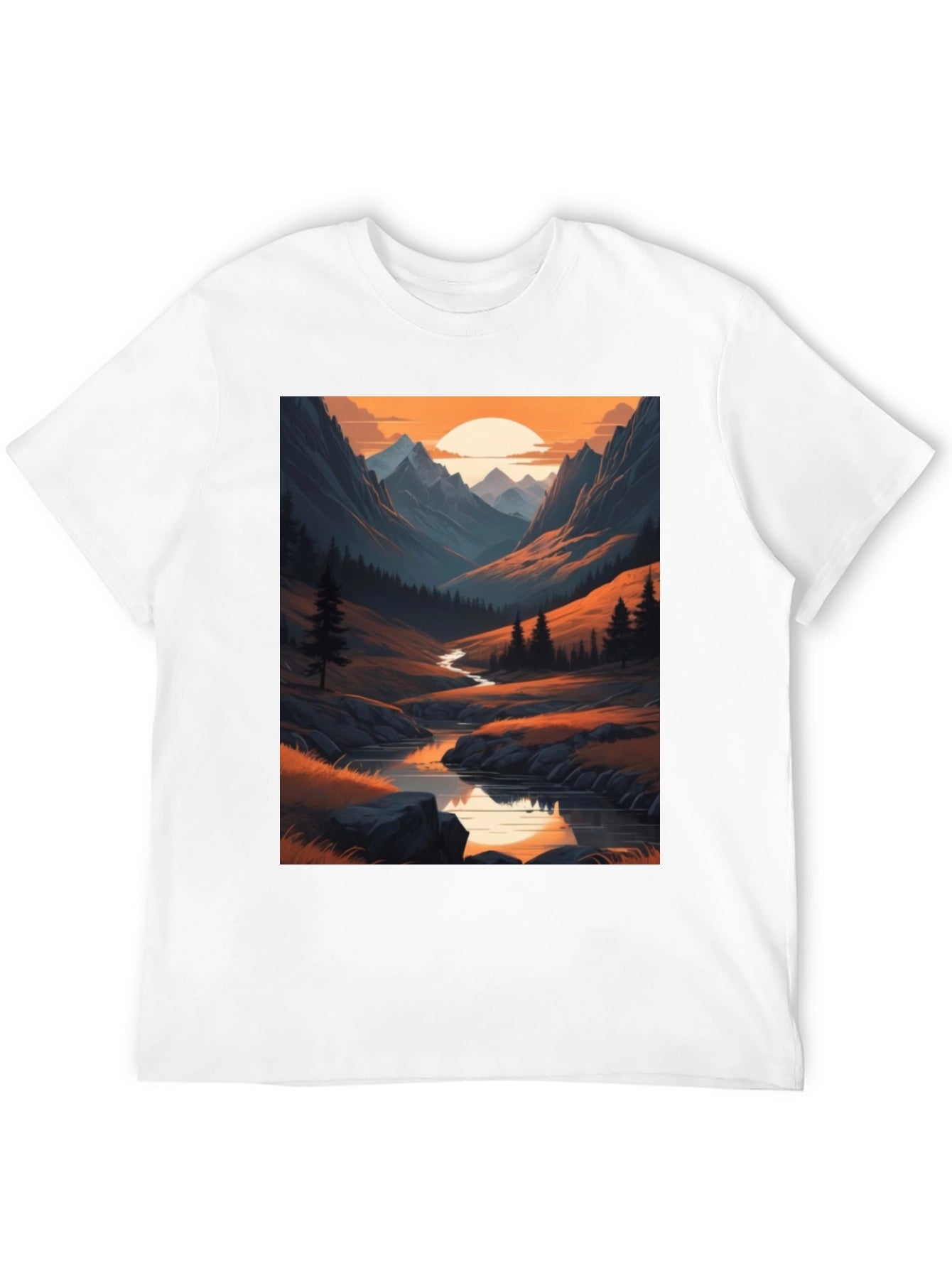 Mountain Stream Graphic Tee - Nature Inspired Design