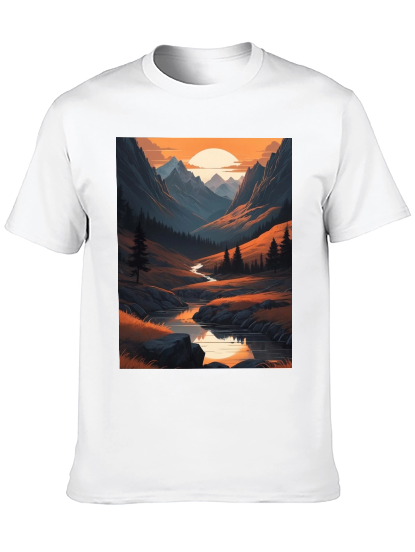 Mountain Stream Graphic Tee - Nature Inspired Design