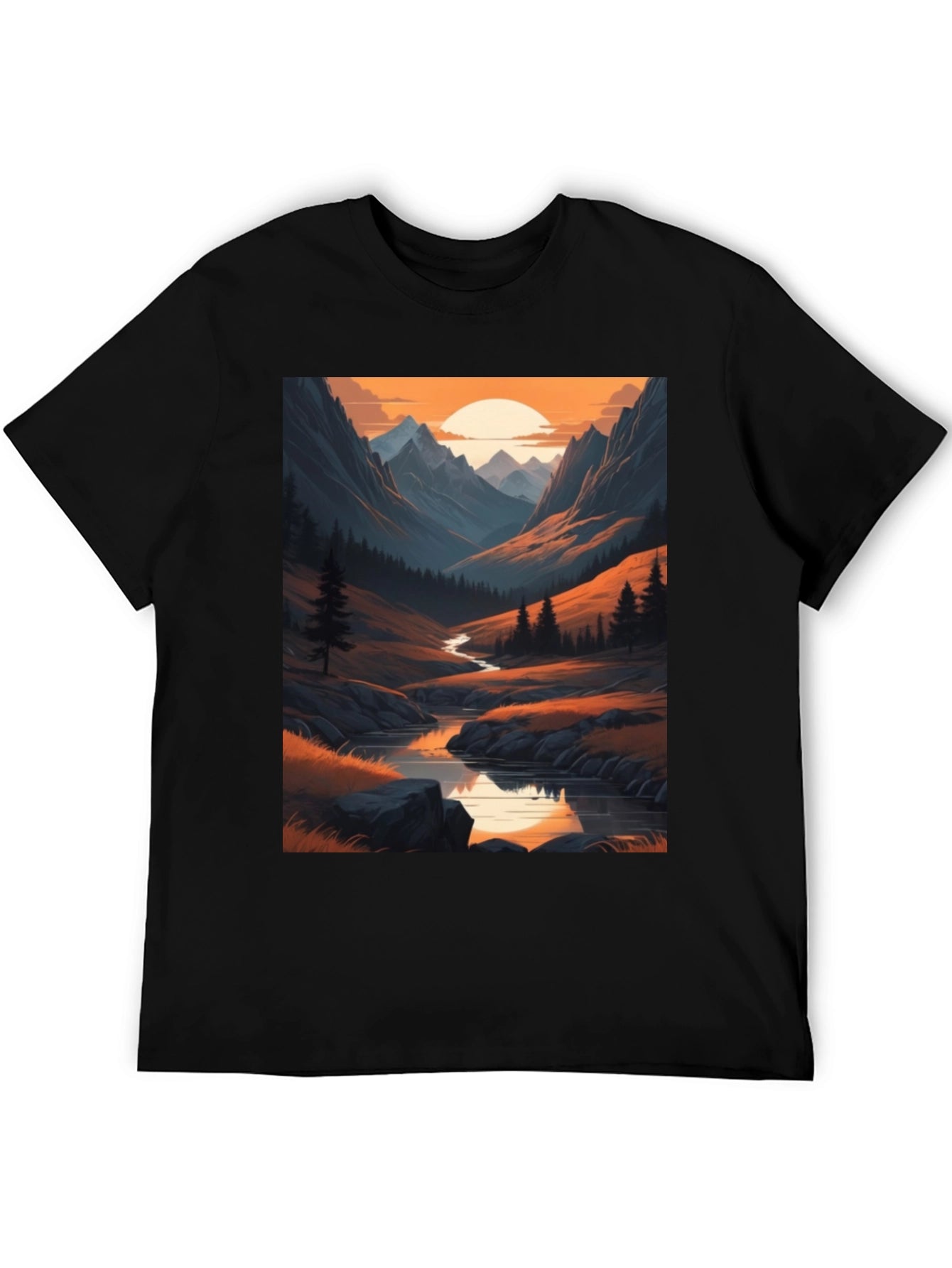 Mountain Stream Graphic Tee - Nature Inspired Design