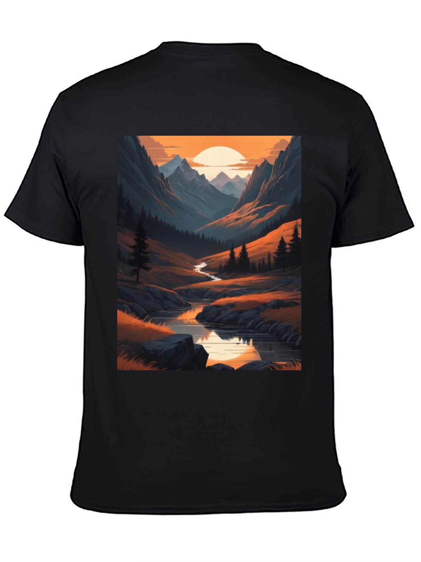 Mountain Stream Graphic Tee - Nature Inspired Design