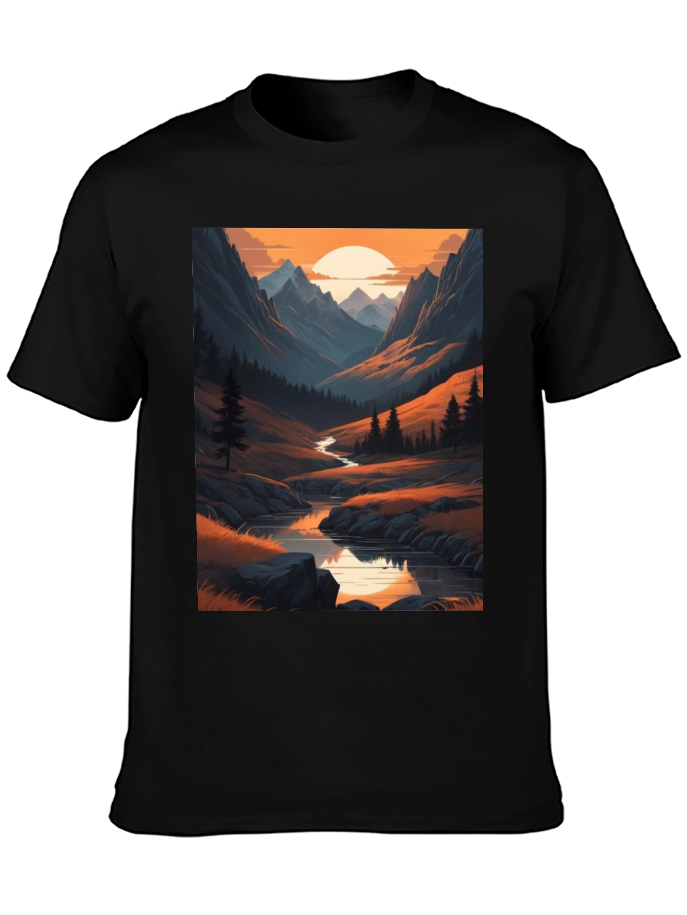 Mountain Stream Graphic Tee - Nature Inspired Design
