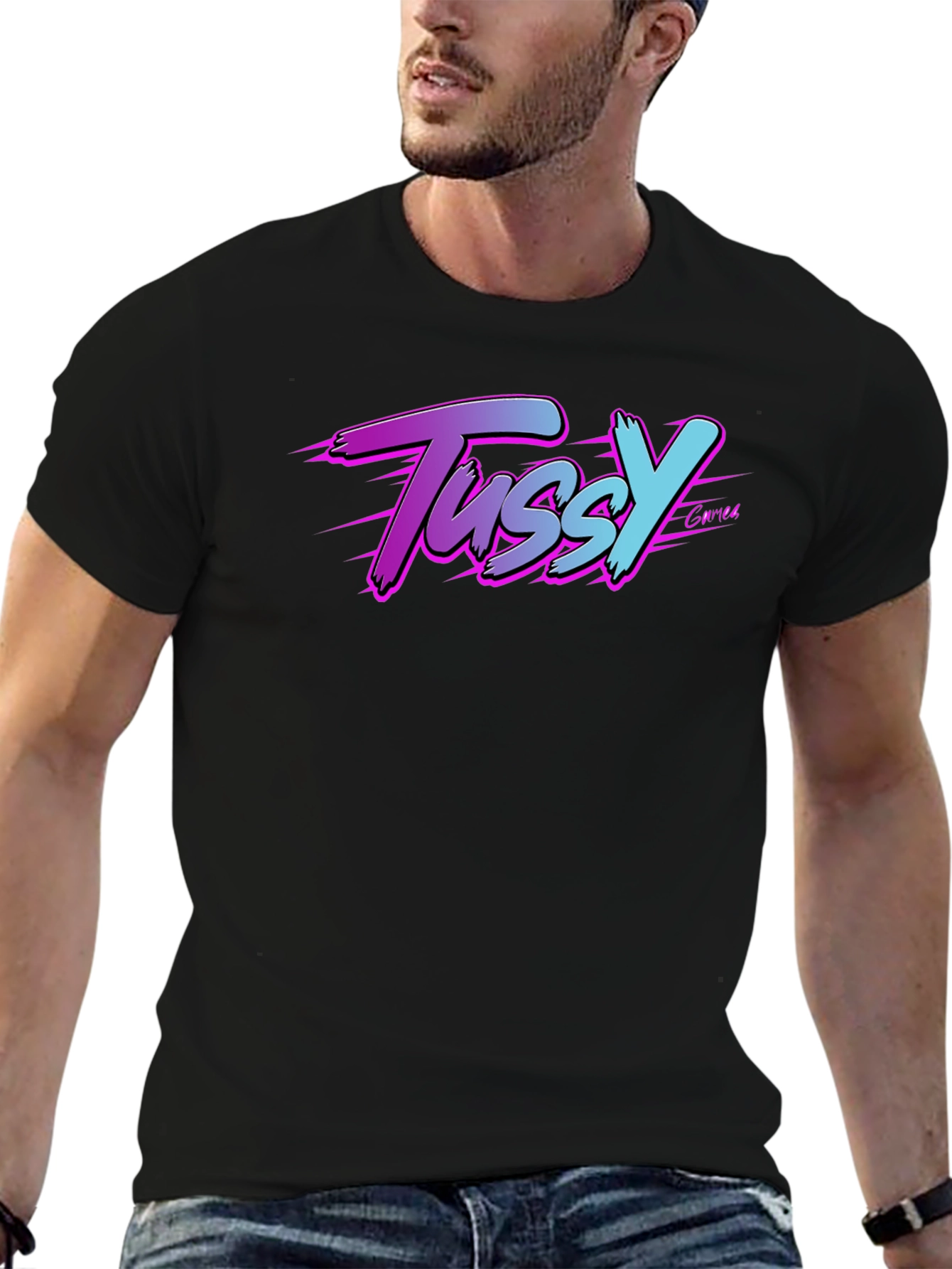 Tussy Gamer Black T-Shirt - Retro Style
