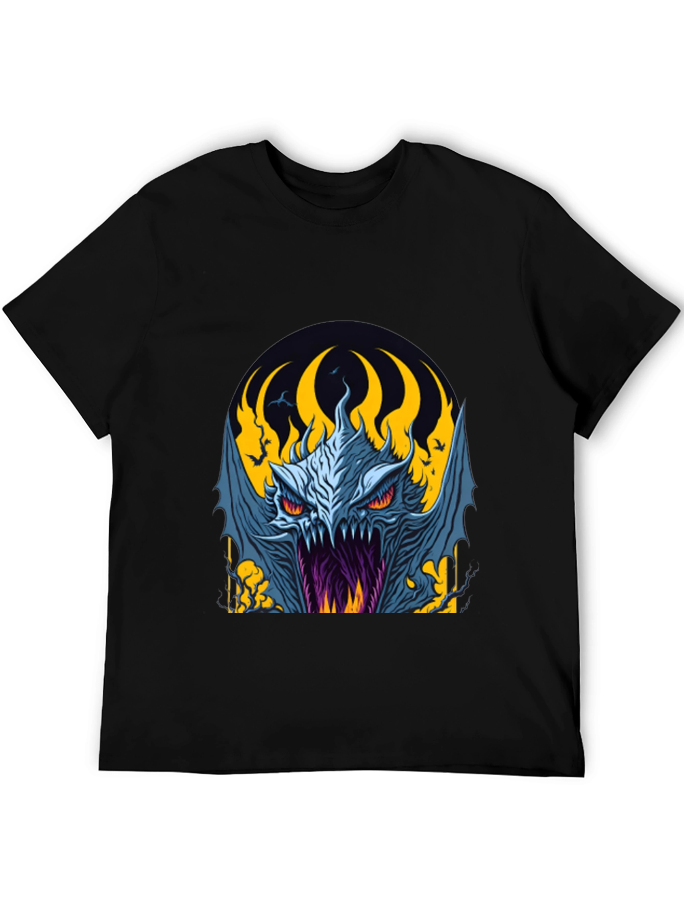 Fiery Monster Graphic Tee - Dark Fantasy Style