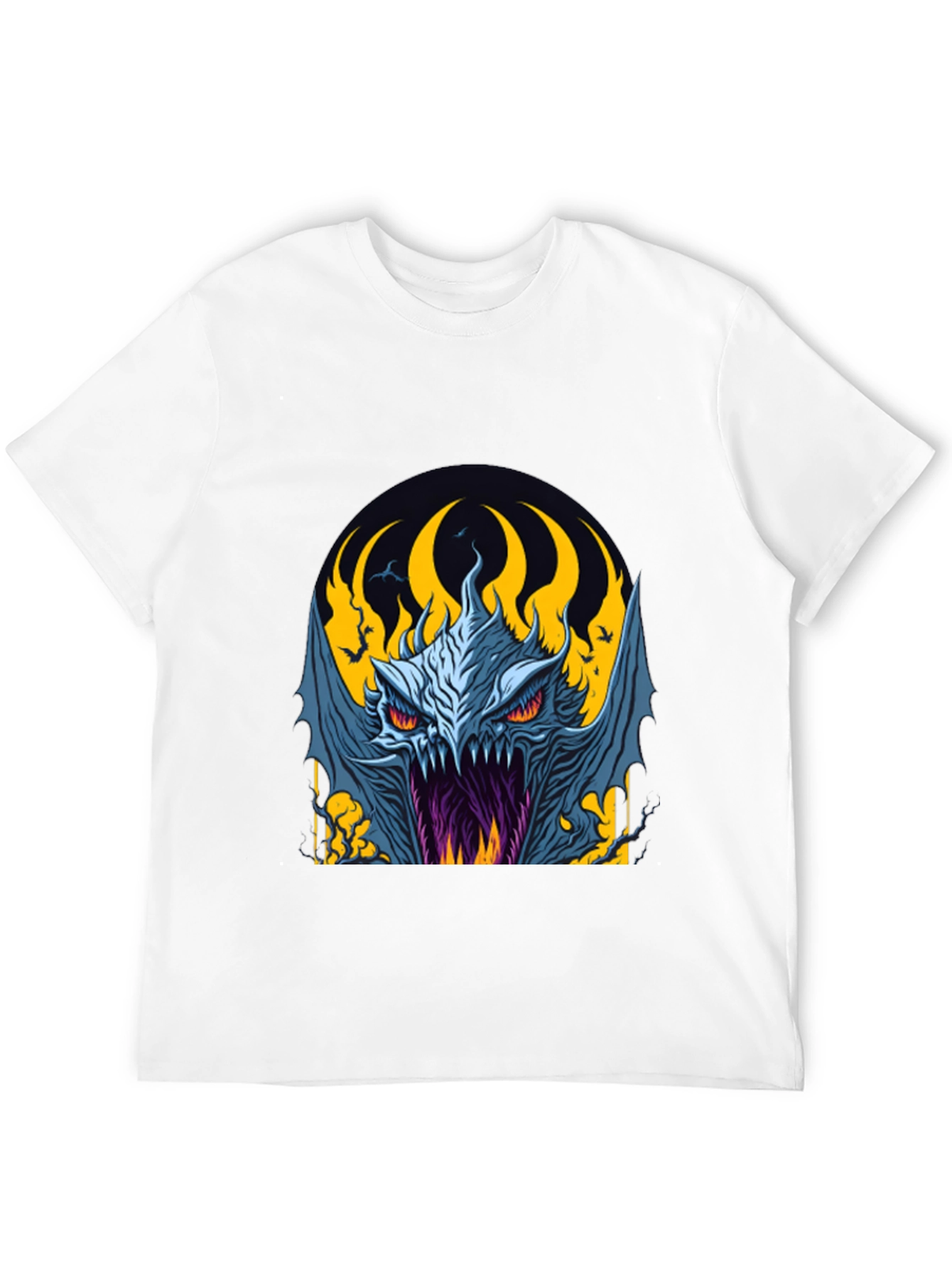 Fiery Monster Graphic Tee - Dark Fantasy Style