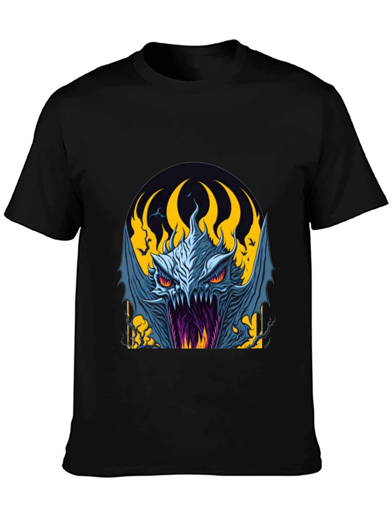 Fiery Monster Graphic Tee - Dark Fantasy Style