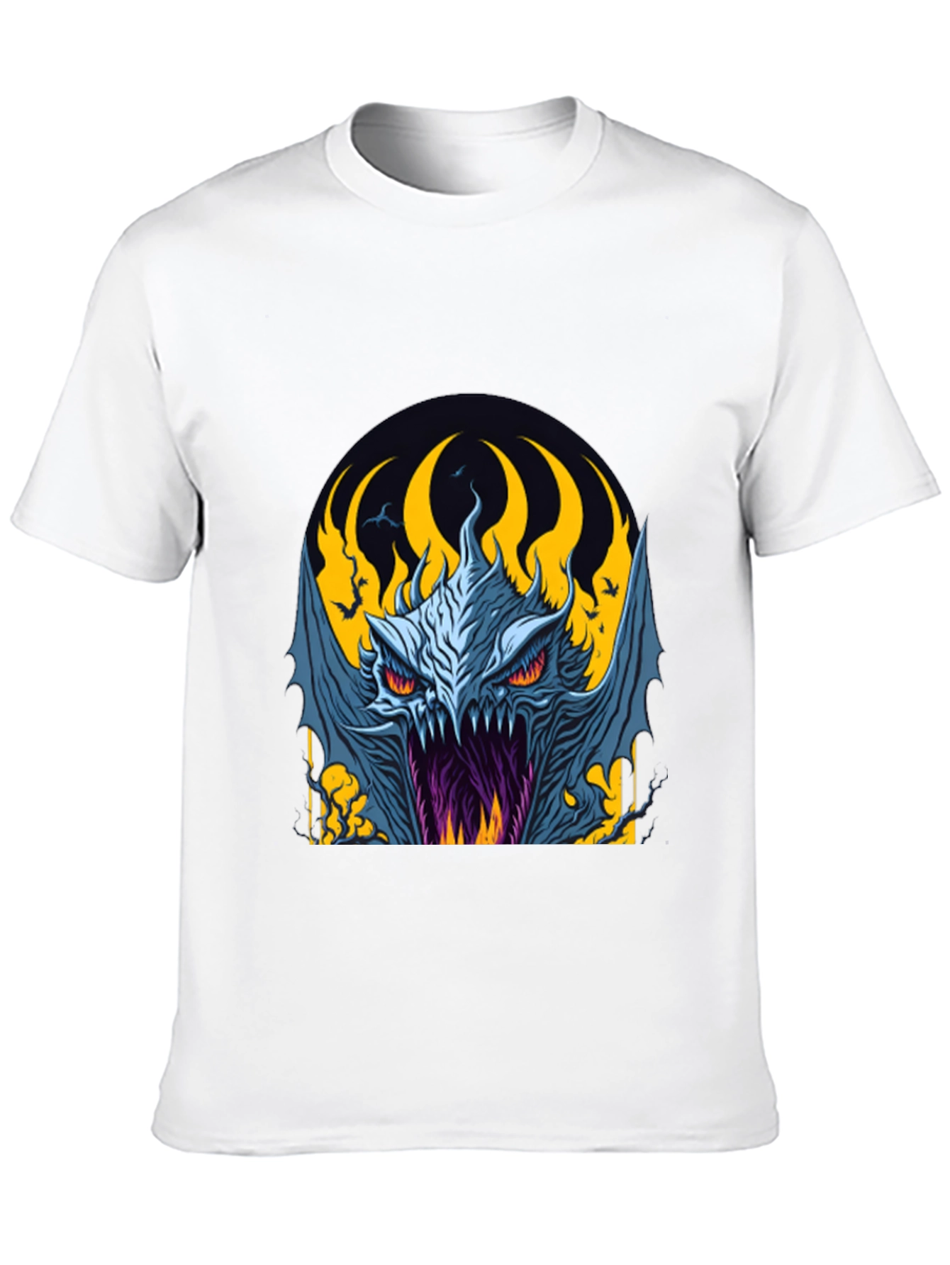 Fiery Monster Graphic Tee - Dark Fantasy Style
