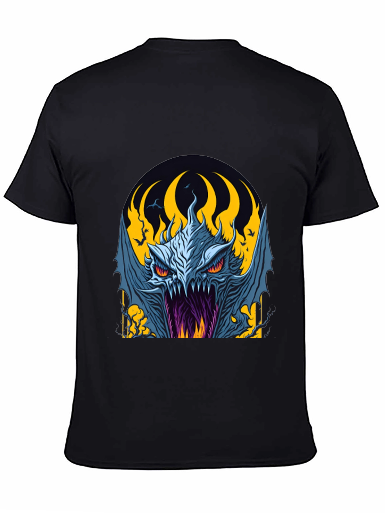 Fiery Monster Graphic Tee - Dark Fantasy Style