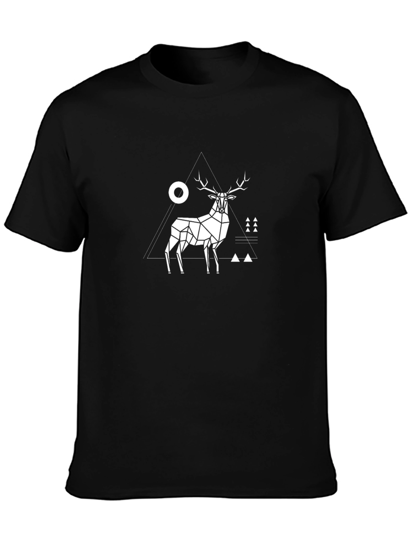 Geometric Deer Graphic Tee - Modern Black T-Shirt