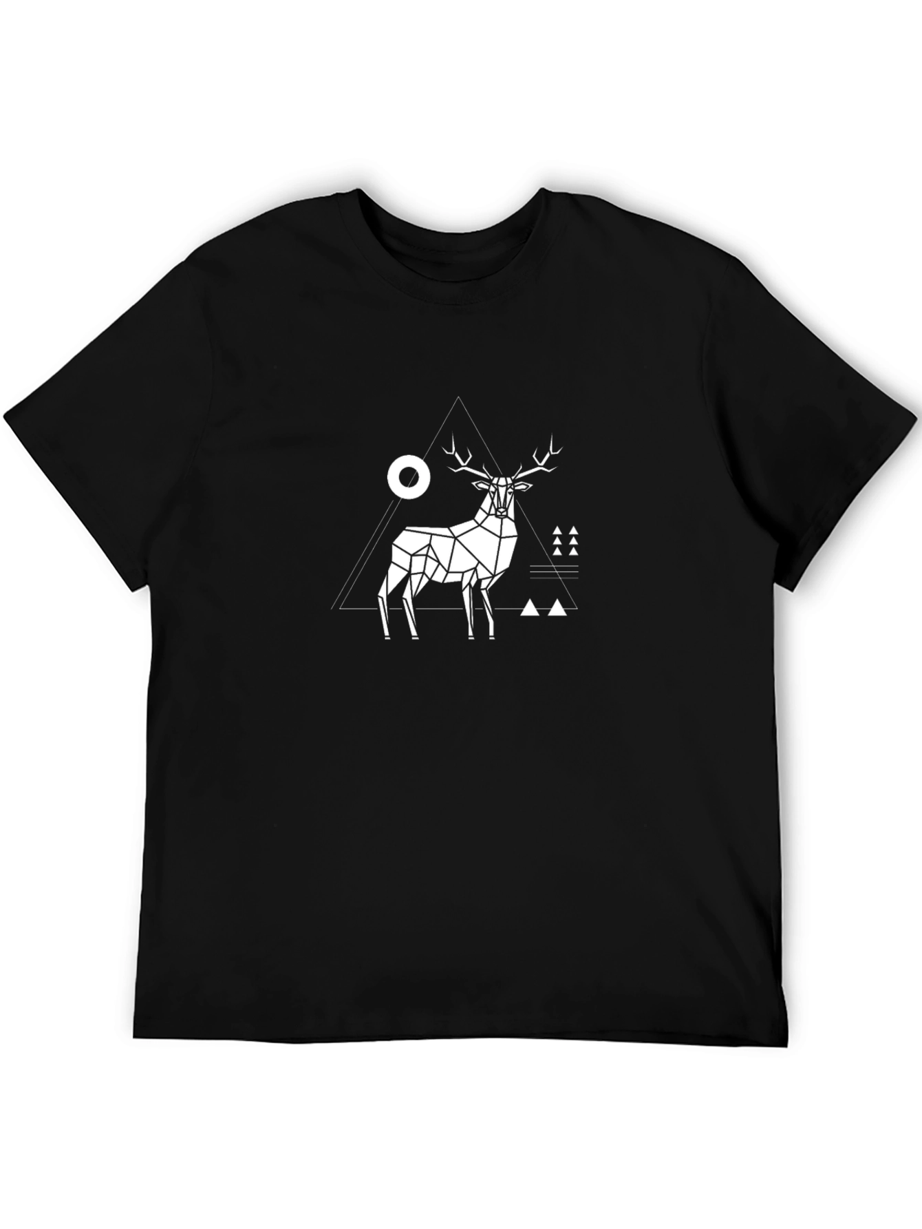 Geometric Deer Graphic Tee - Modern Black T-Shirt