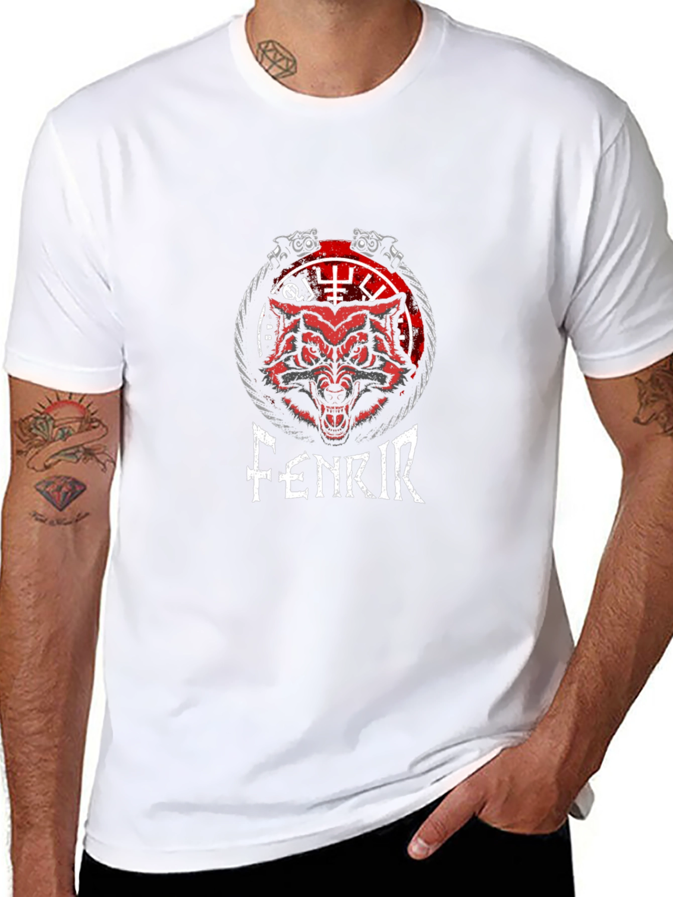 Fenrir Wolf Norse Viking T-Shirt - Black