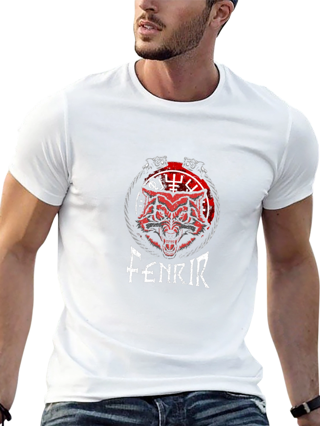 Fenrir Wolf Norse Viking T-Shirt - Black