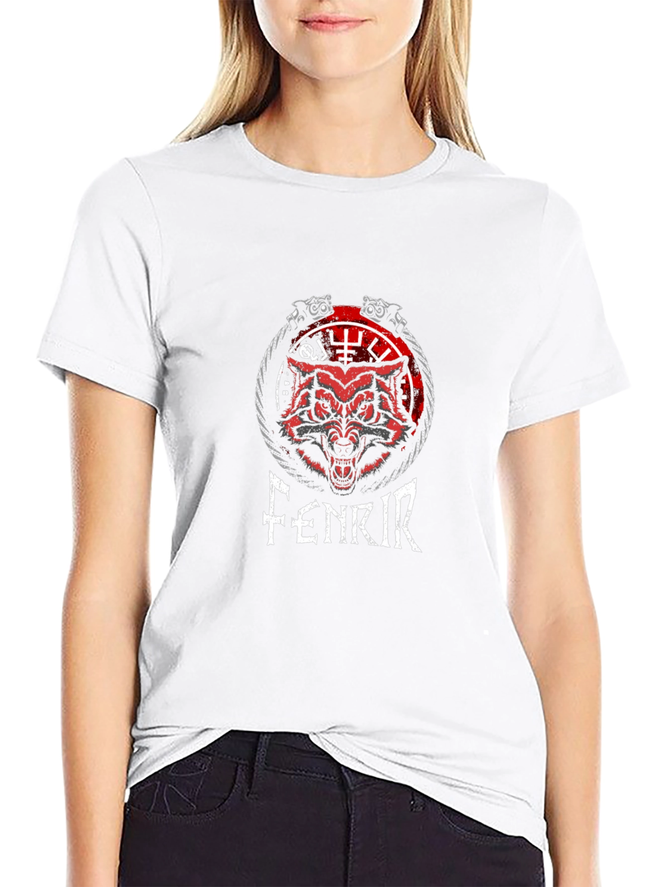 Fenrir Wolf Norse Viking T-Shirt - Black