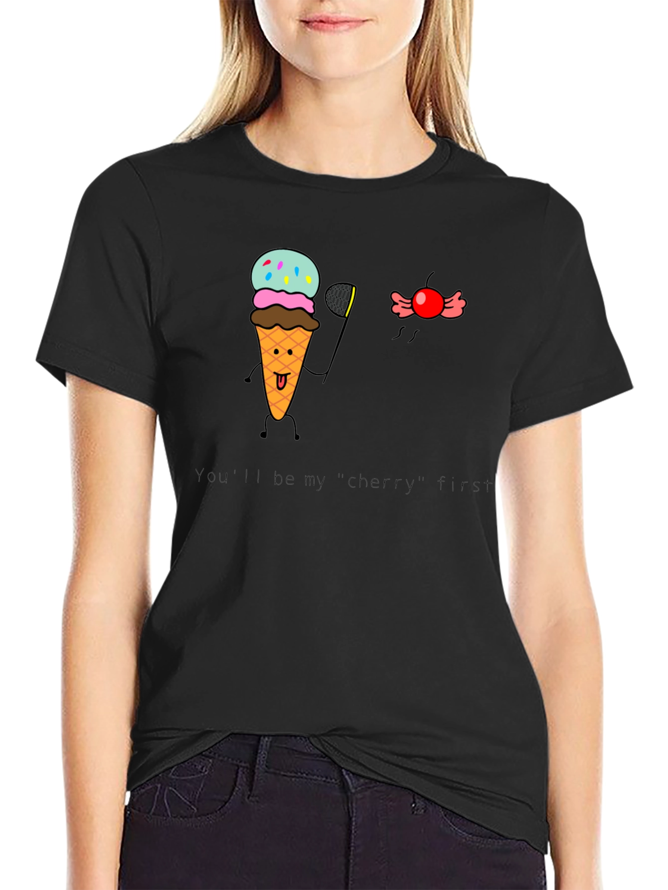Funny Ice Cream & Cherry T-Shirt