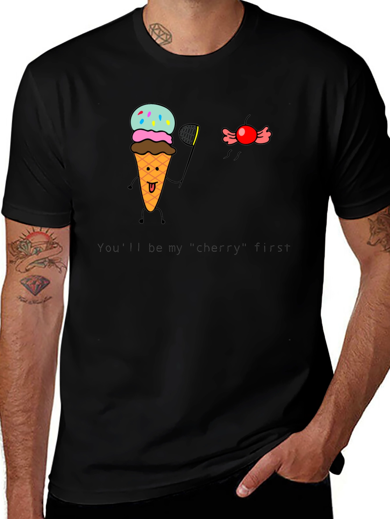 Funny Ice Cream & Cherry T-Shirt