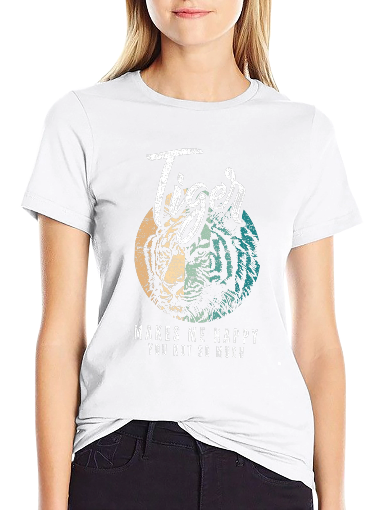 Tiger Makes Me Happy T-Shirt - Soft Cotton Blend