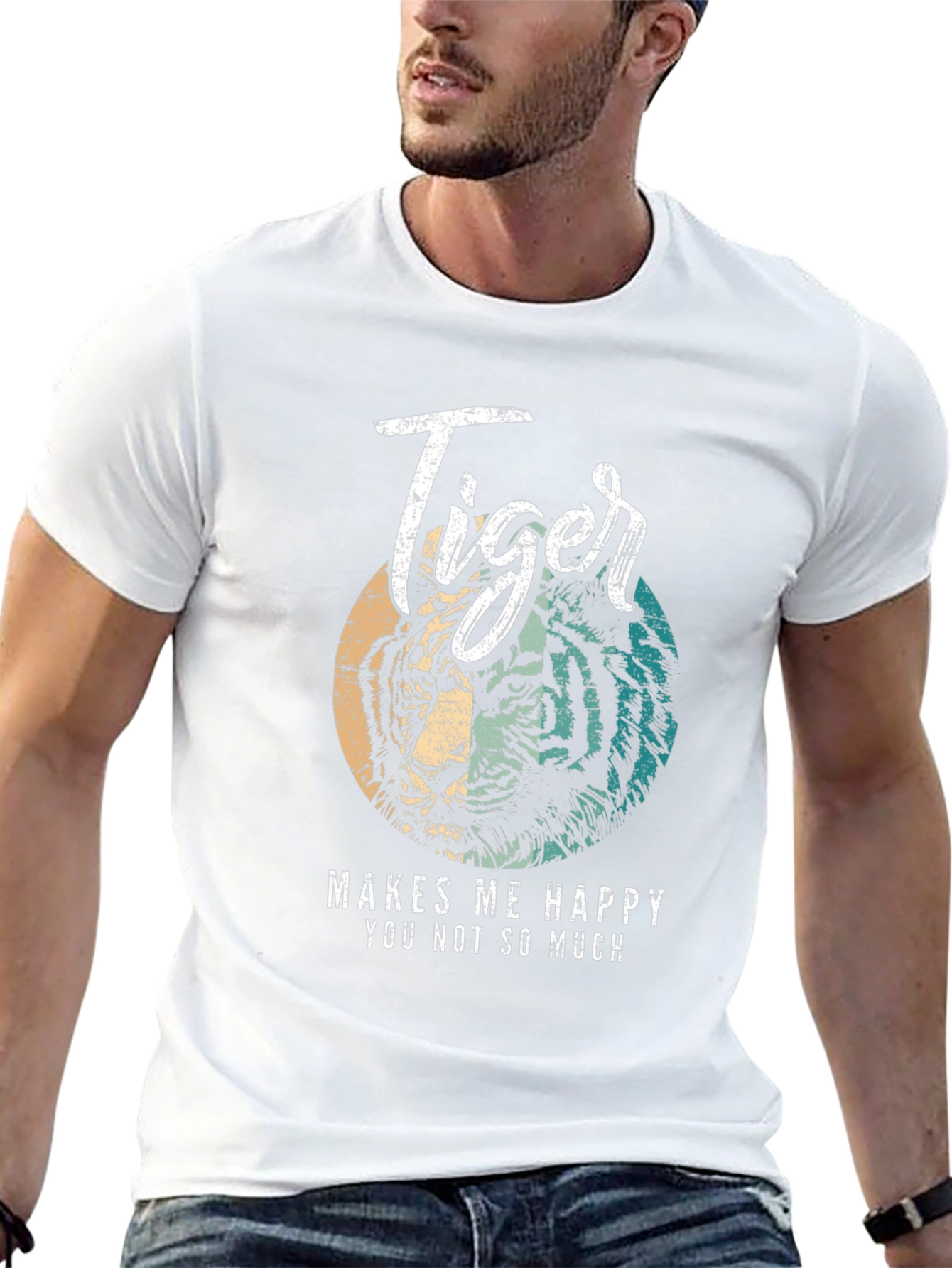 Tiger Makes Me Happy T-Shirt - Soft Cotton Blend