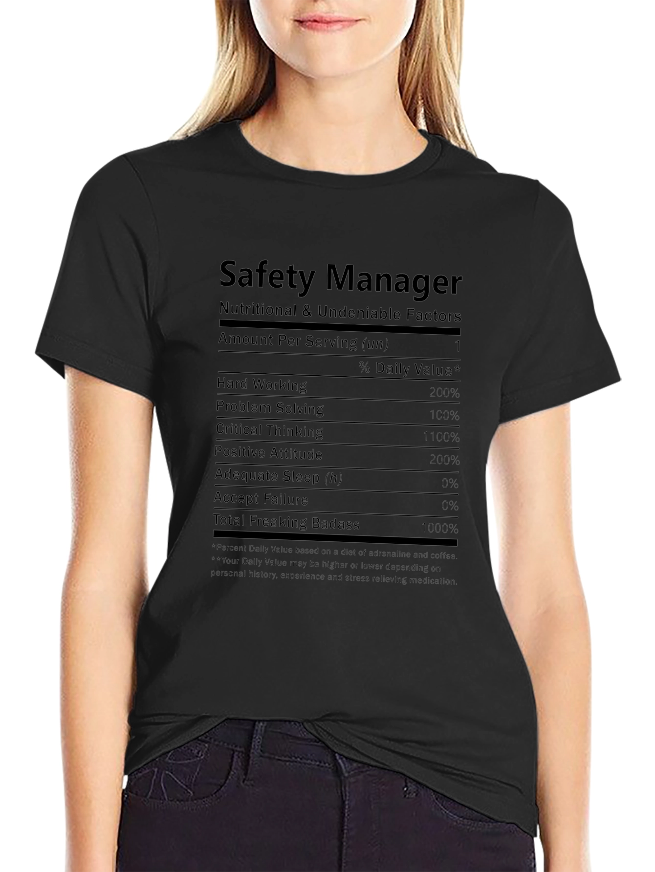 Safety Manager Nutrition Facts Graphic T-Shirt