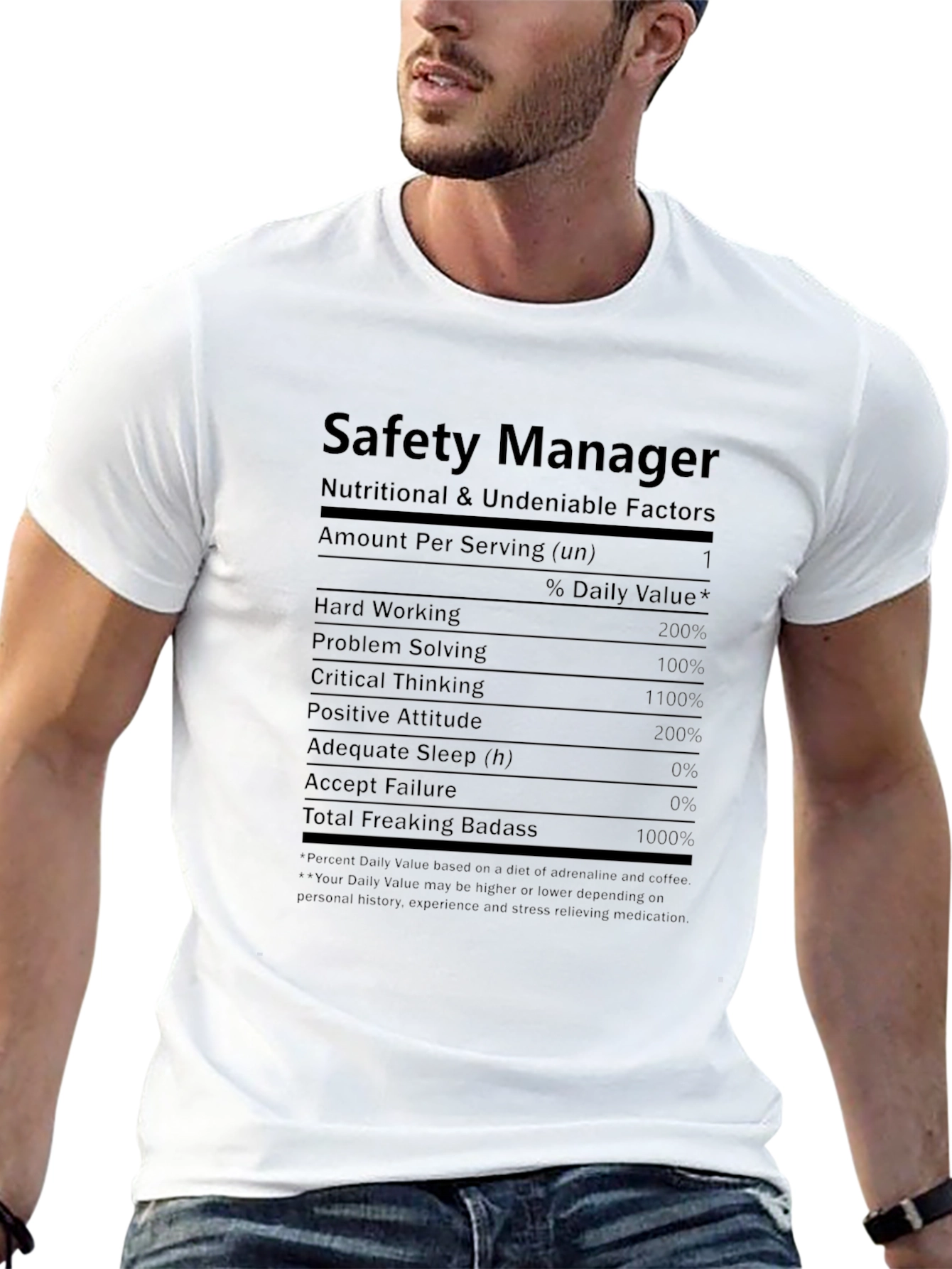 Safety Manager Nutrition Facts Graphic T-Shirt