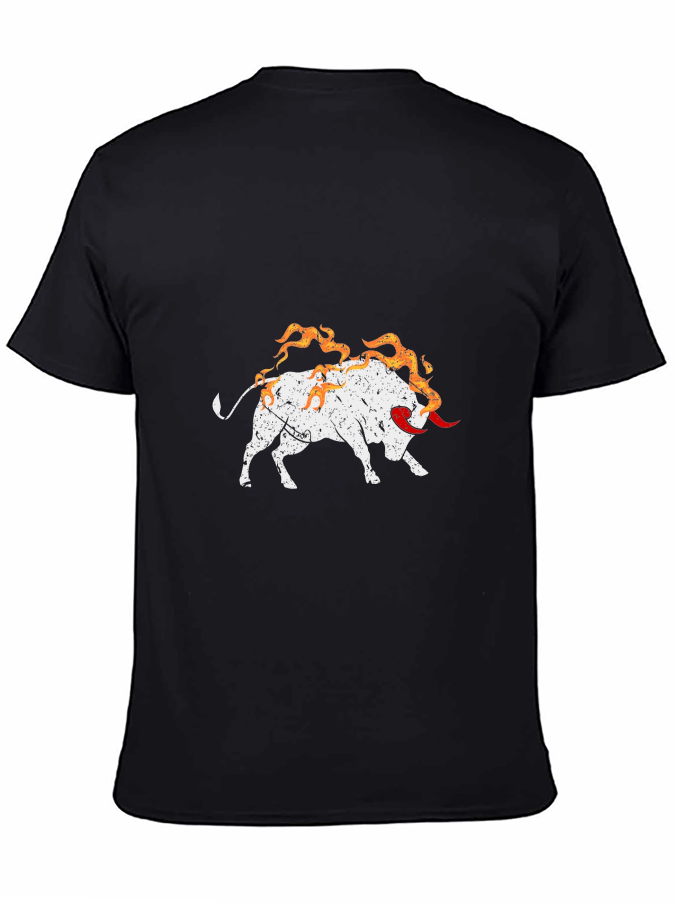 Fiery Bull Graphic Tee - Black Cotton Shirt