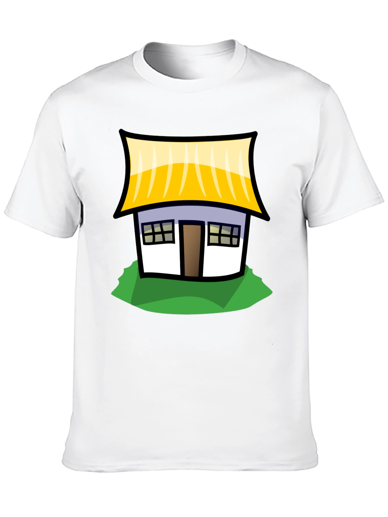 Cartoon House Graphic T-Shirt - Black