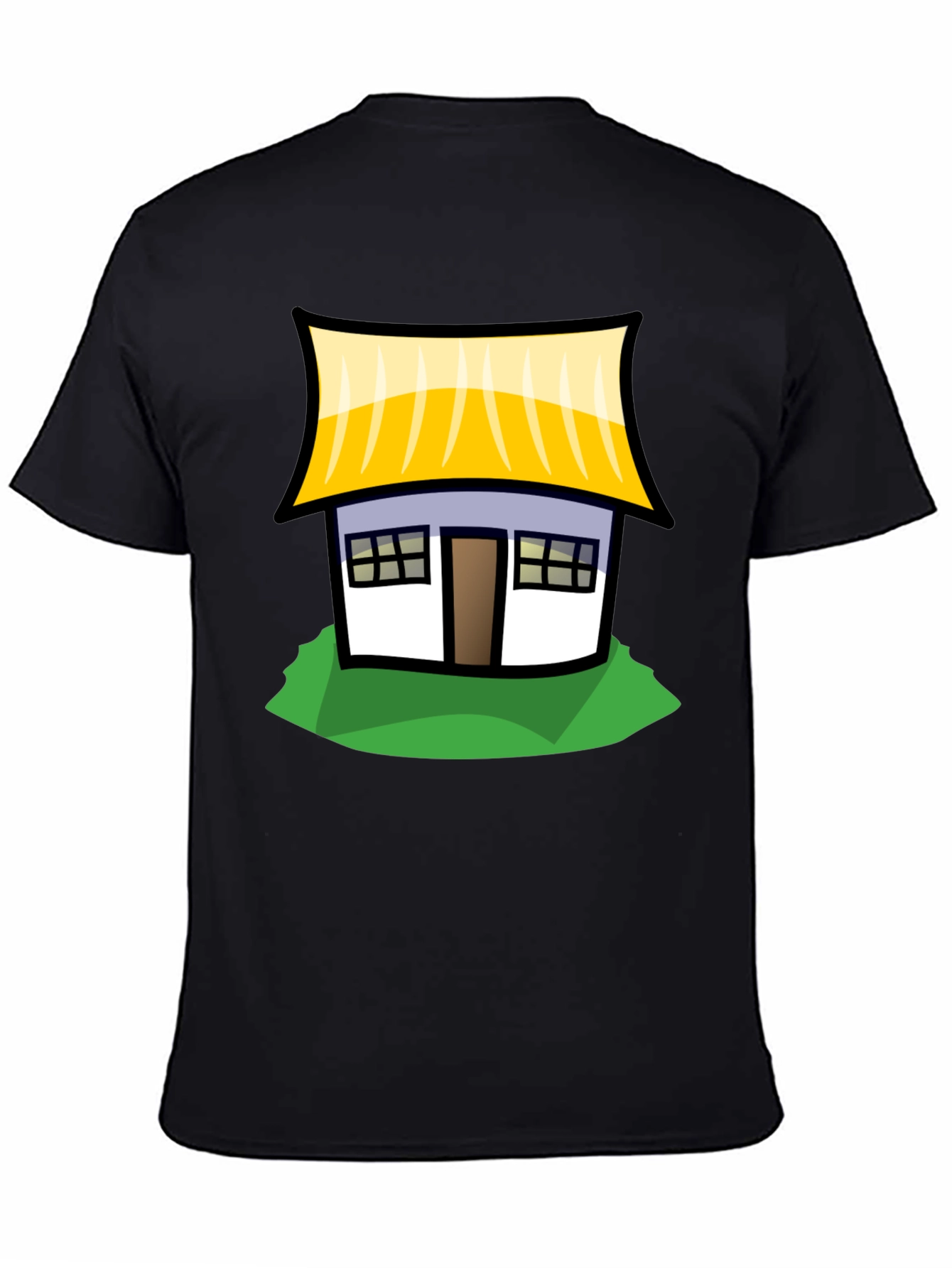 Cartoon House Graphic T-Shirt - Black