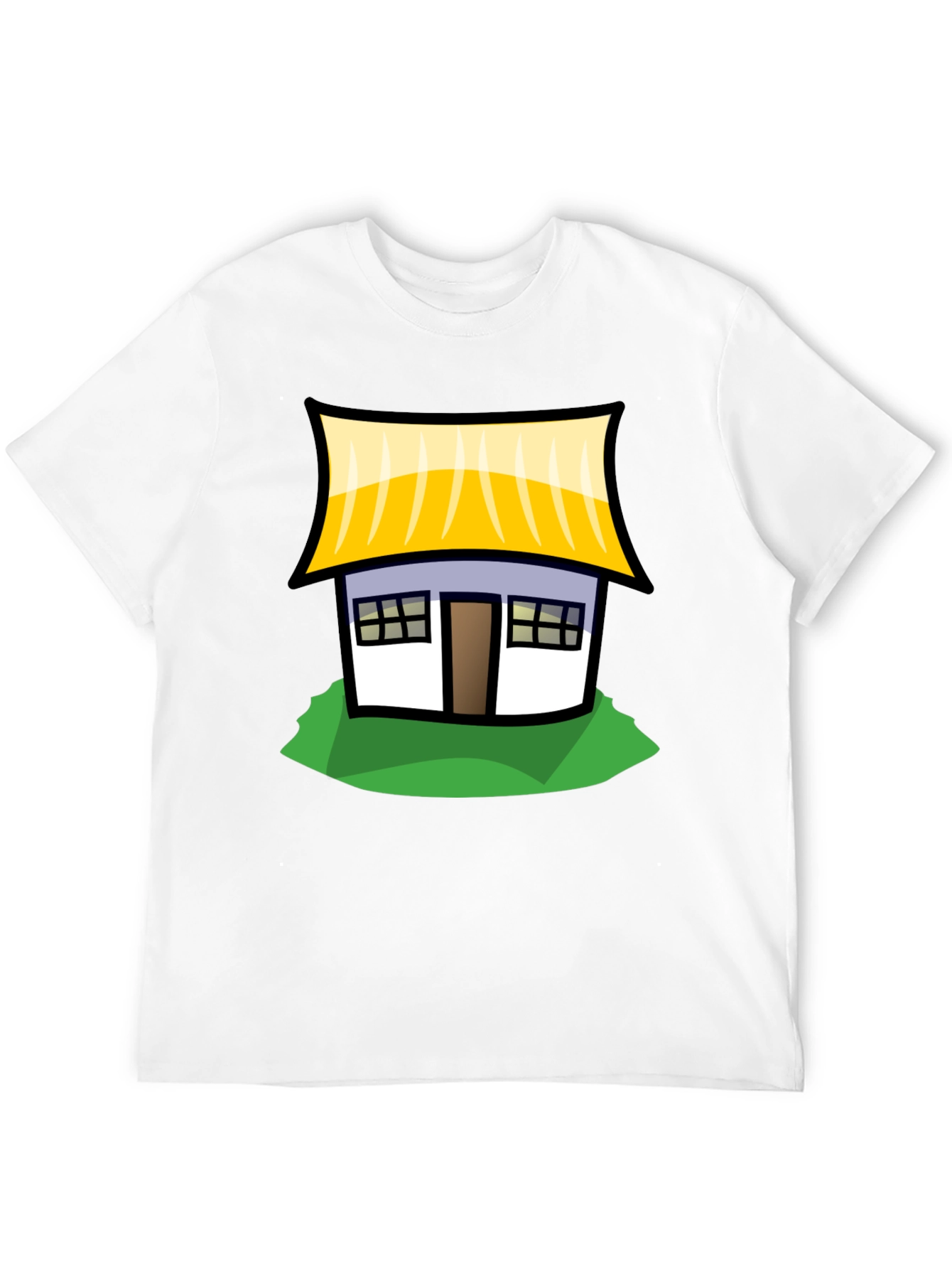 Cartoon House Graphic T-Shirt - Black