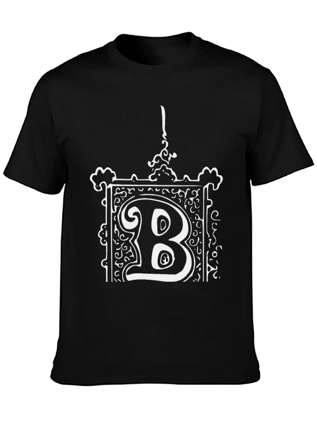 Ornate B Graphic Tee - Black Cotton Blend