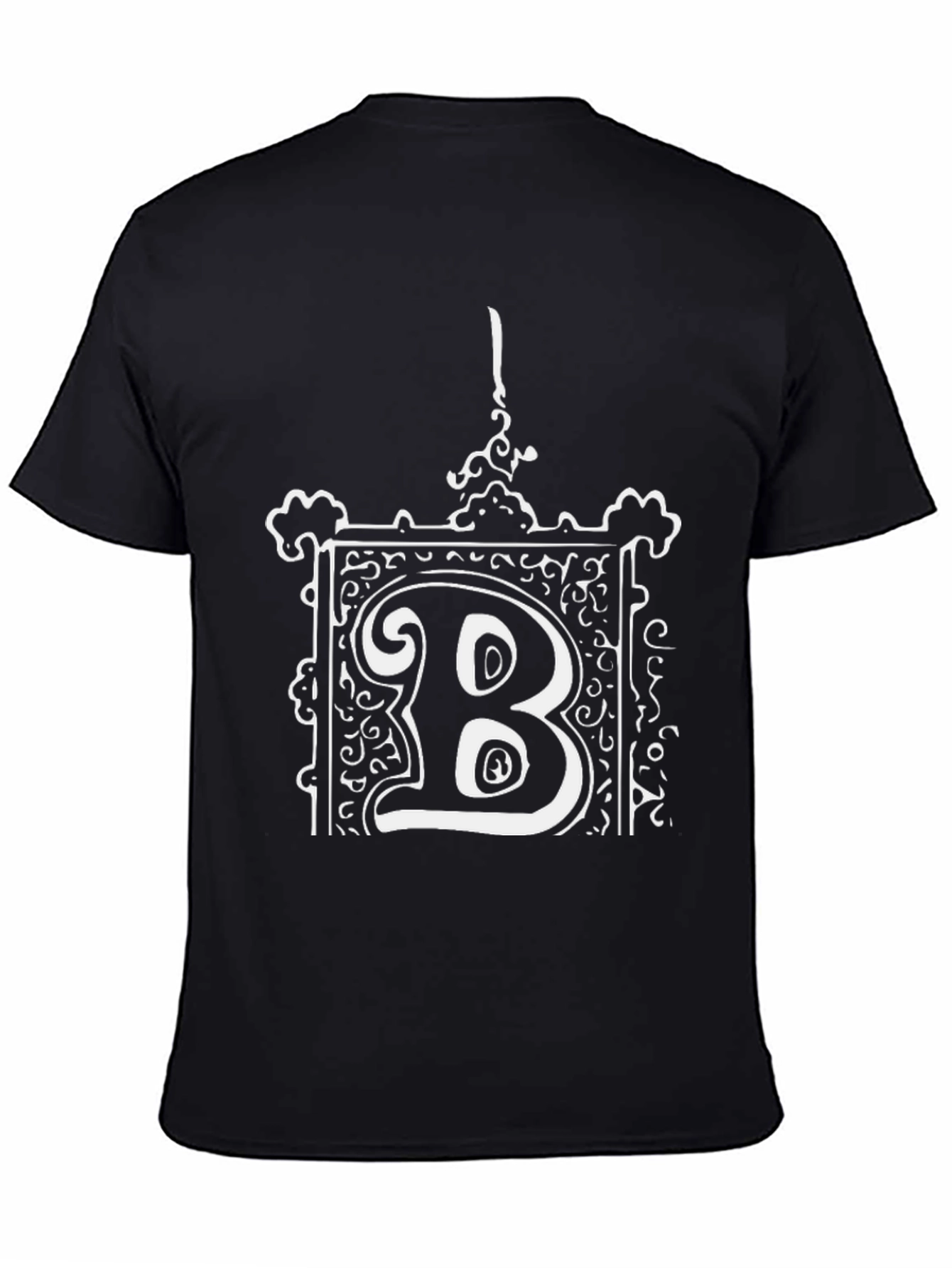 Ornate B Graphic Tee - Black Cotton Blend