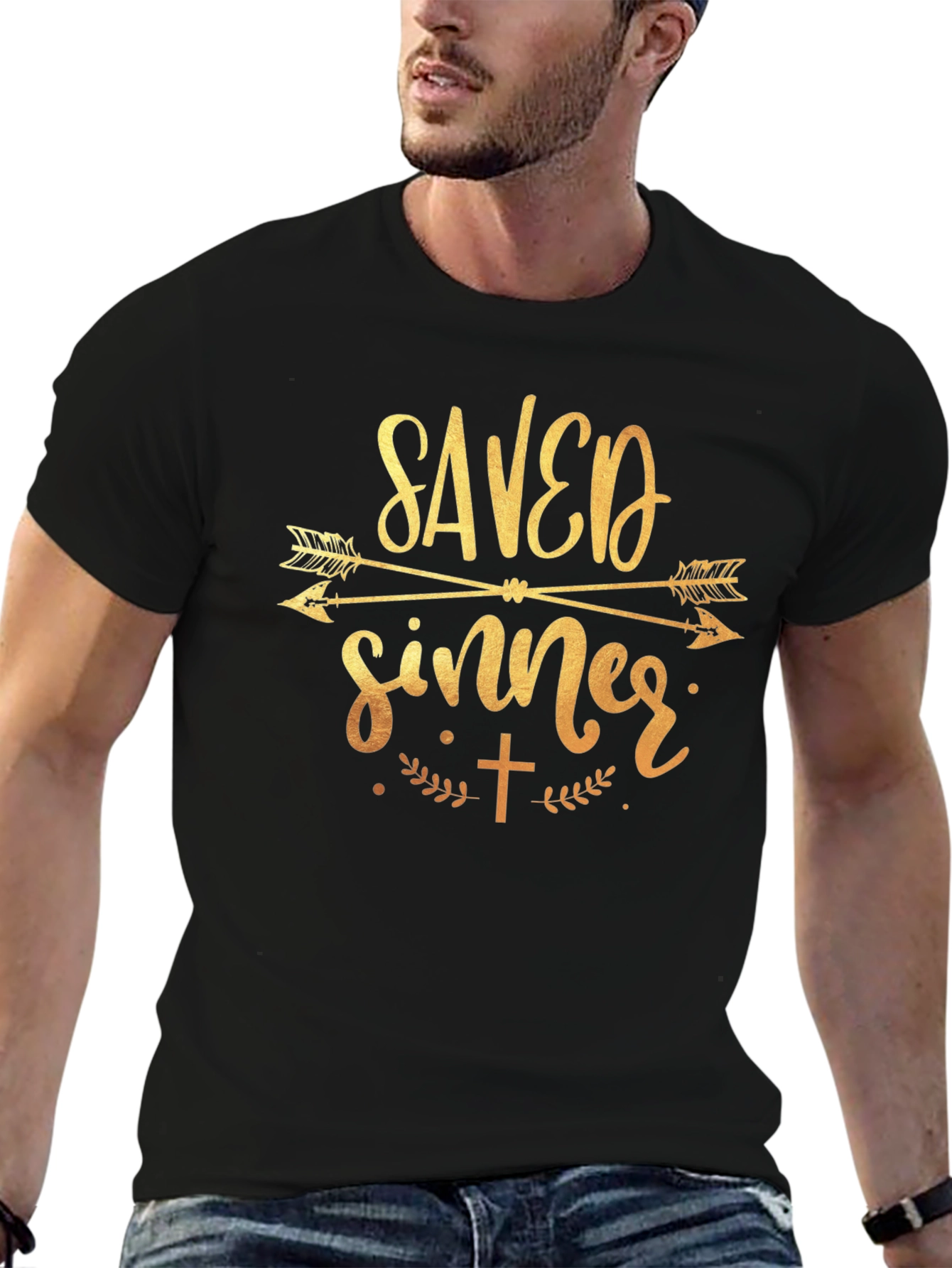 Saved Sinner Graphic Tee - Black Cotton T-Shirt