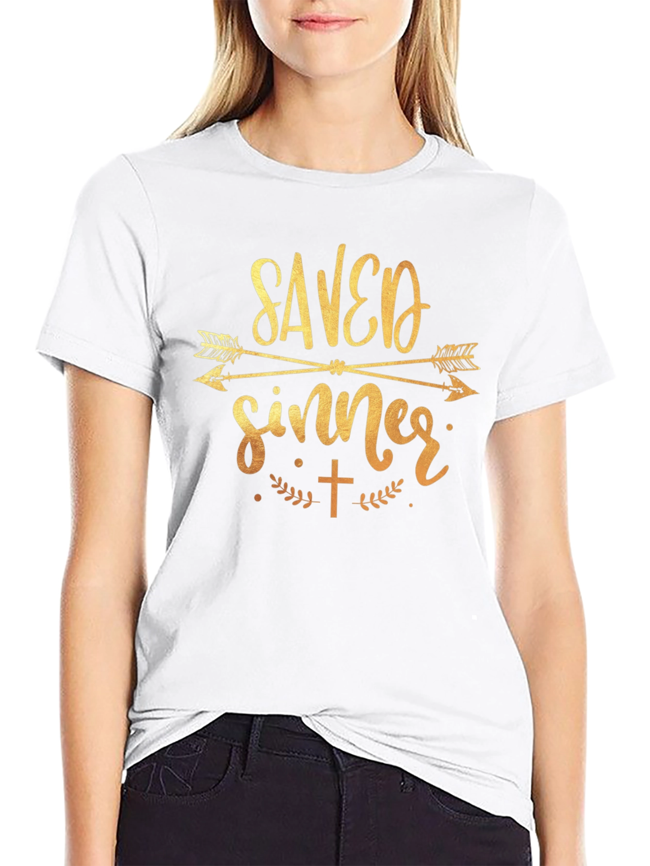 Saved Sinner Graphic Tee - Black Cotton T-Shirt