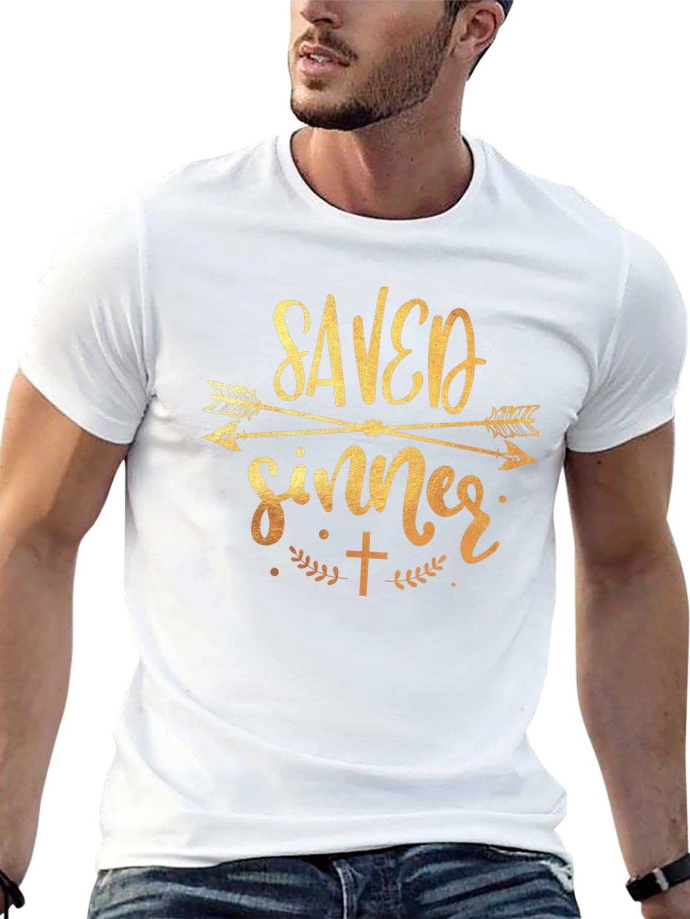 Saved Sinner Graphic Tee - Black Cotton T-Shirt