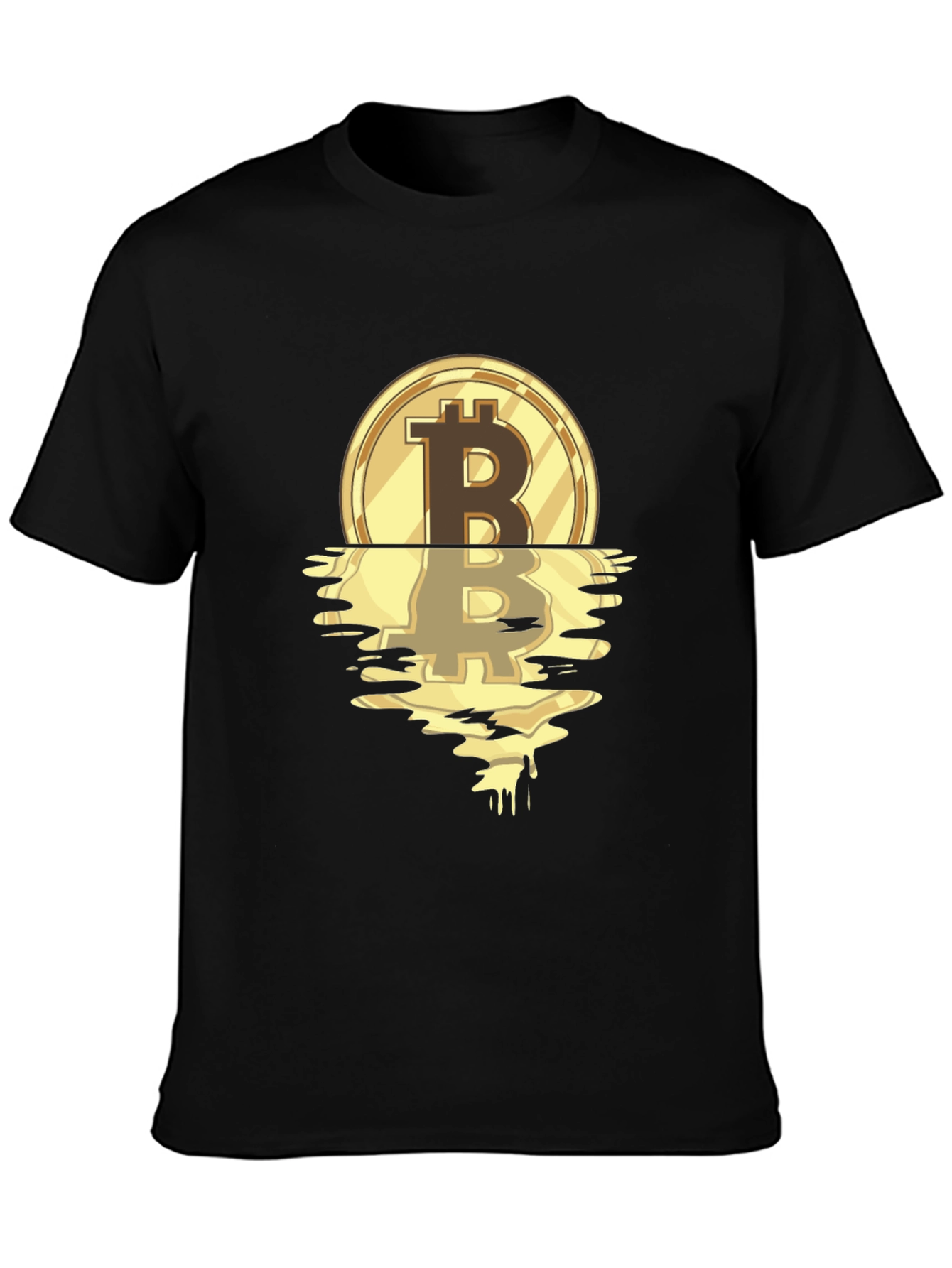 Bitcoin Melting Gold Coin Graphic T-Shirt