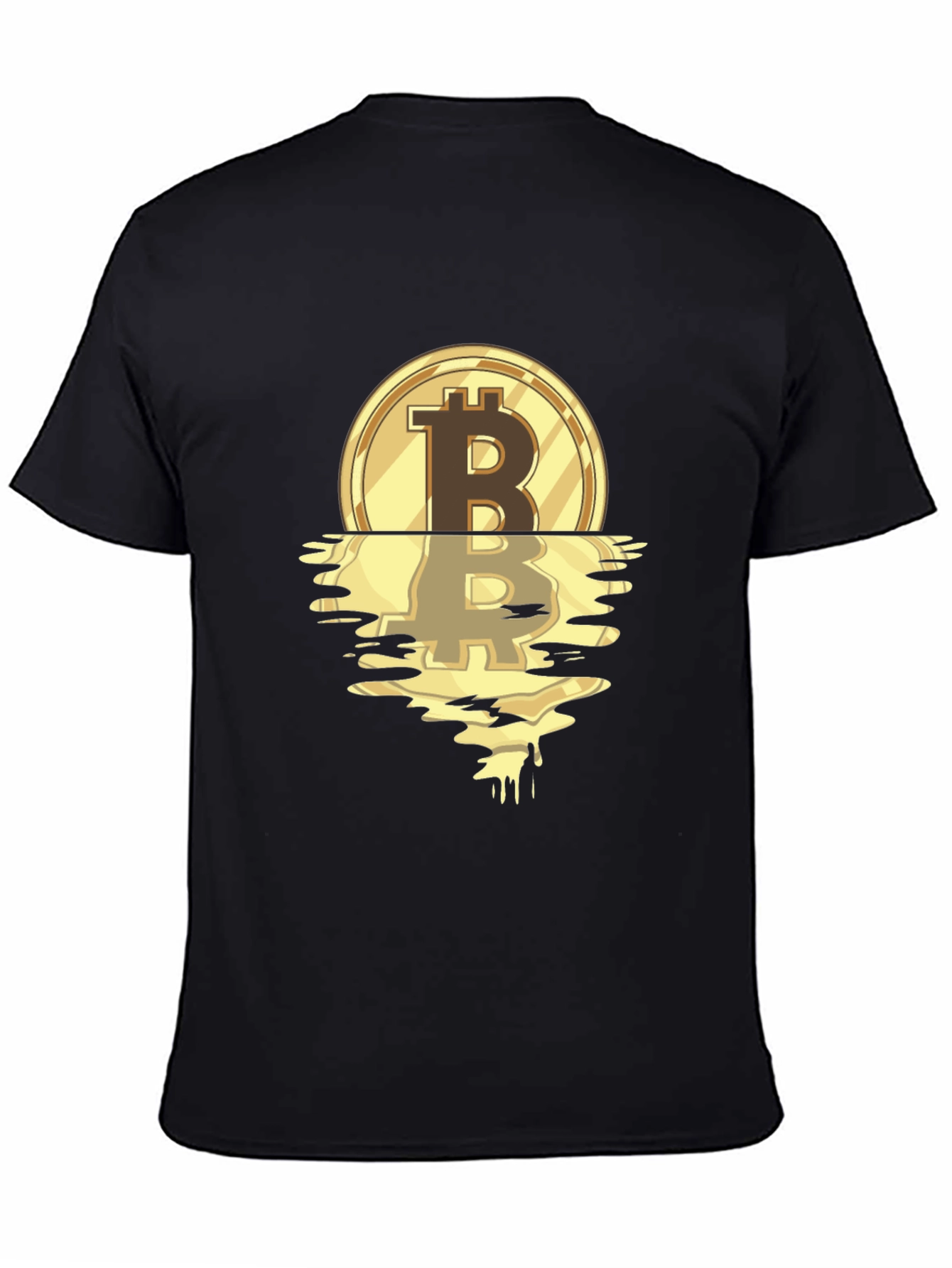 Bitcoin Melting Gold Coin Graphic T-Shirt