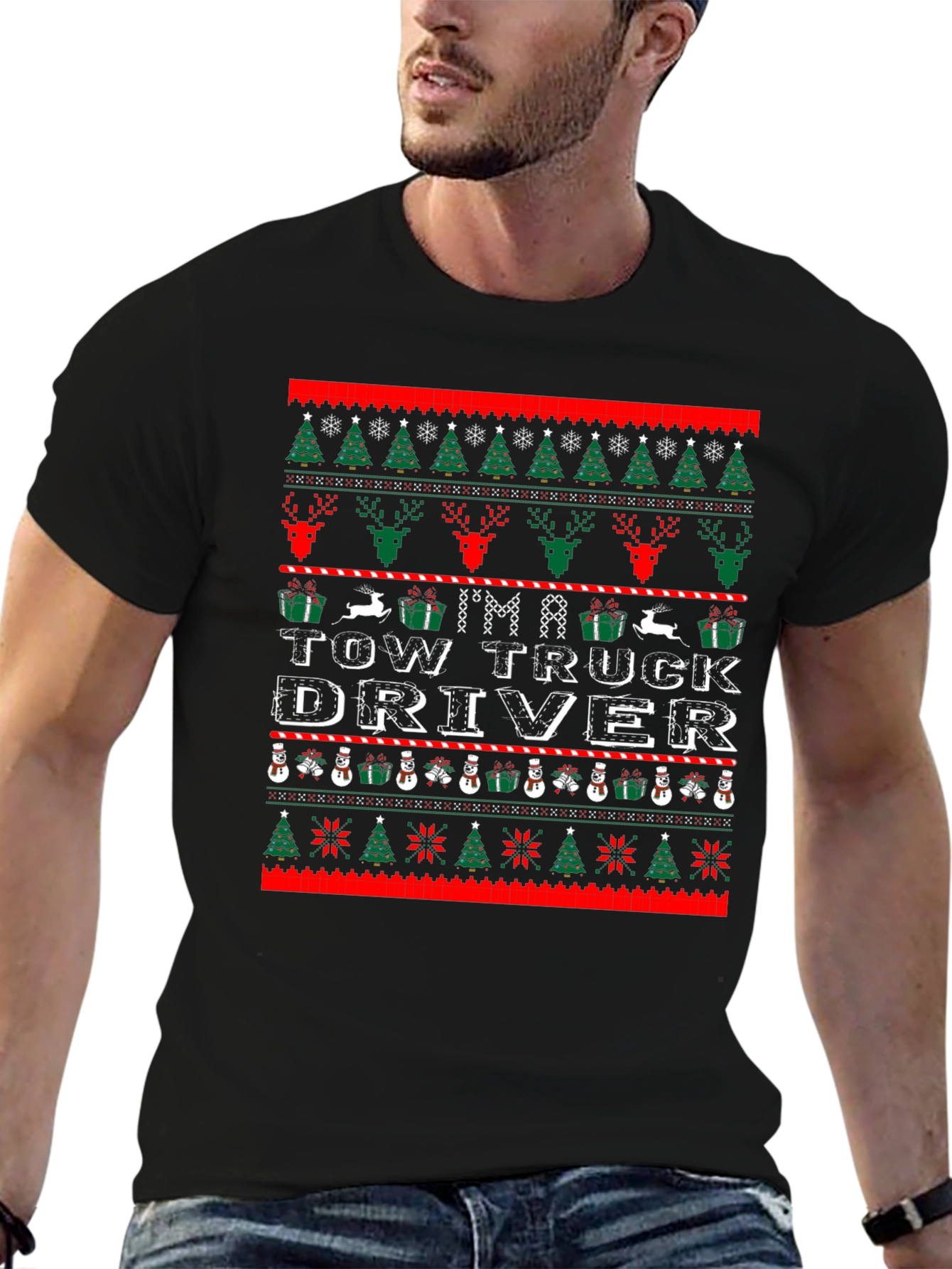 Tow Truck Driver Ugly Christmas Sweater T-Shirt