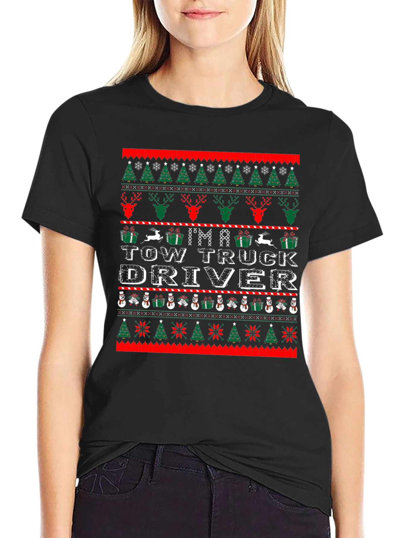 Tow Truck Driver Ugly Christmas Sweater T-Shirt