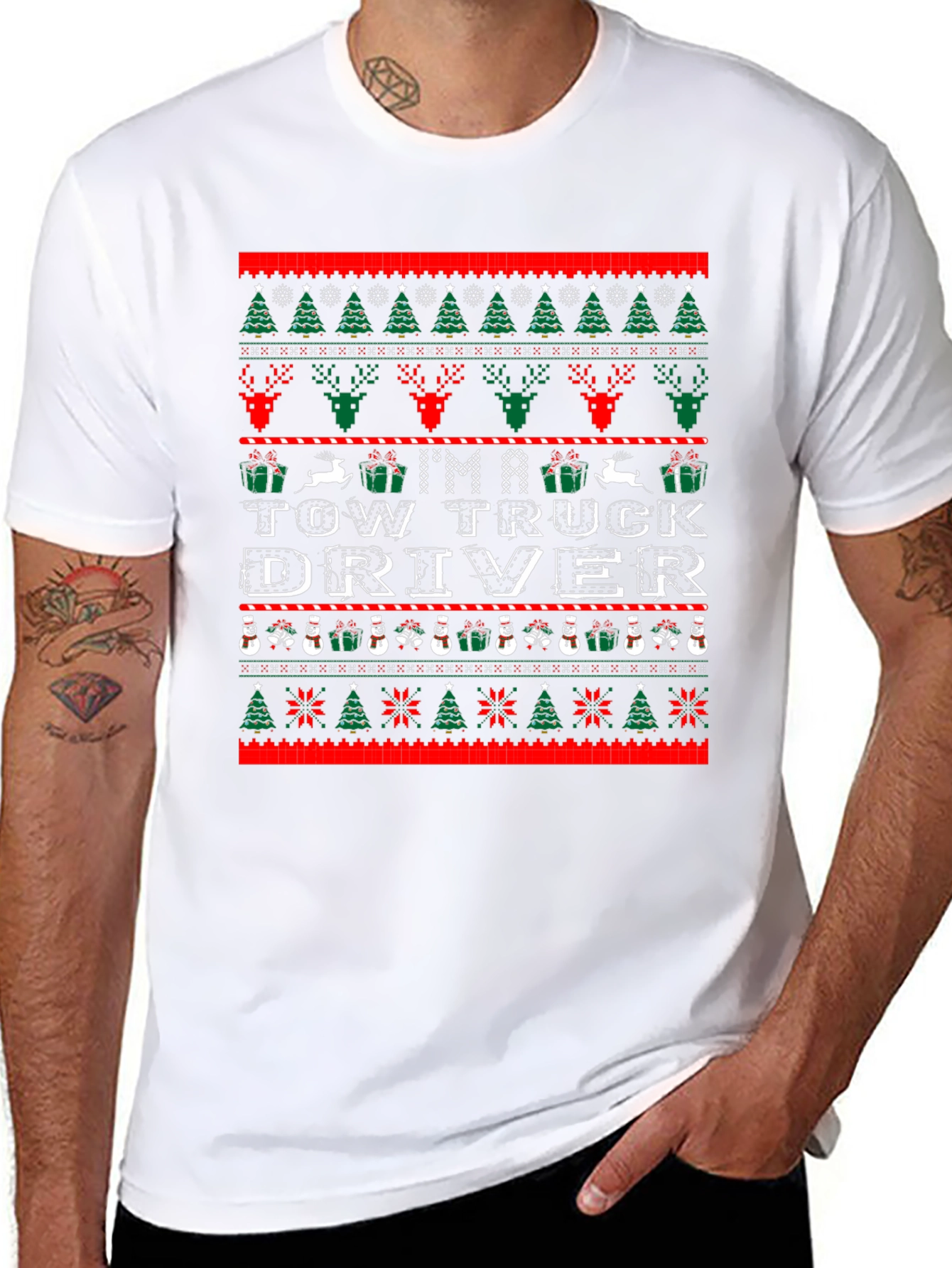 Tow Truck Driver Ugly Christmas Sweater T-Shirt
