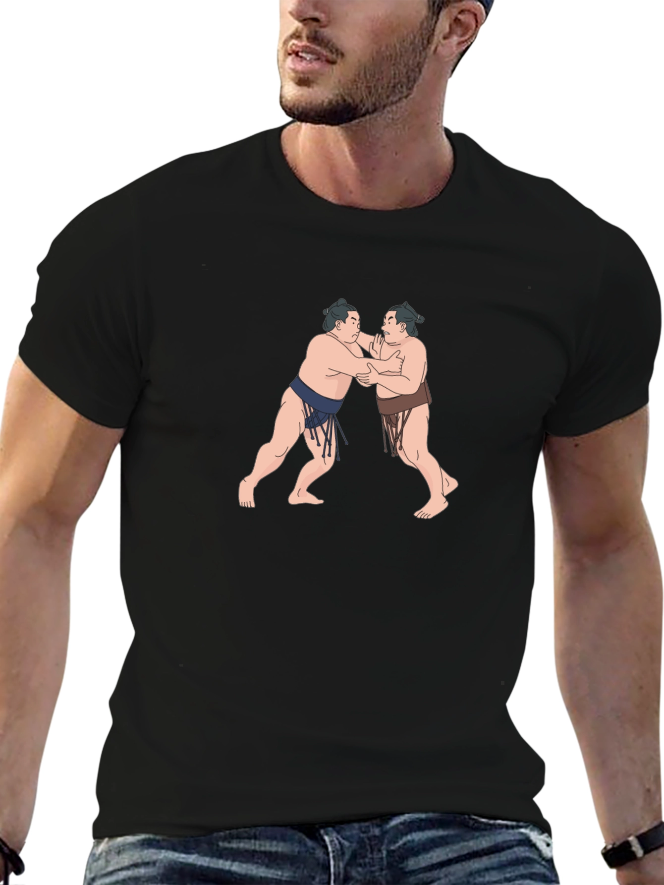 Sumo Wrestlers Graphic T-Shirt - Classic Black Tee